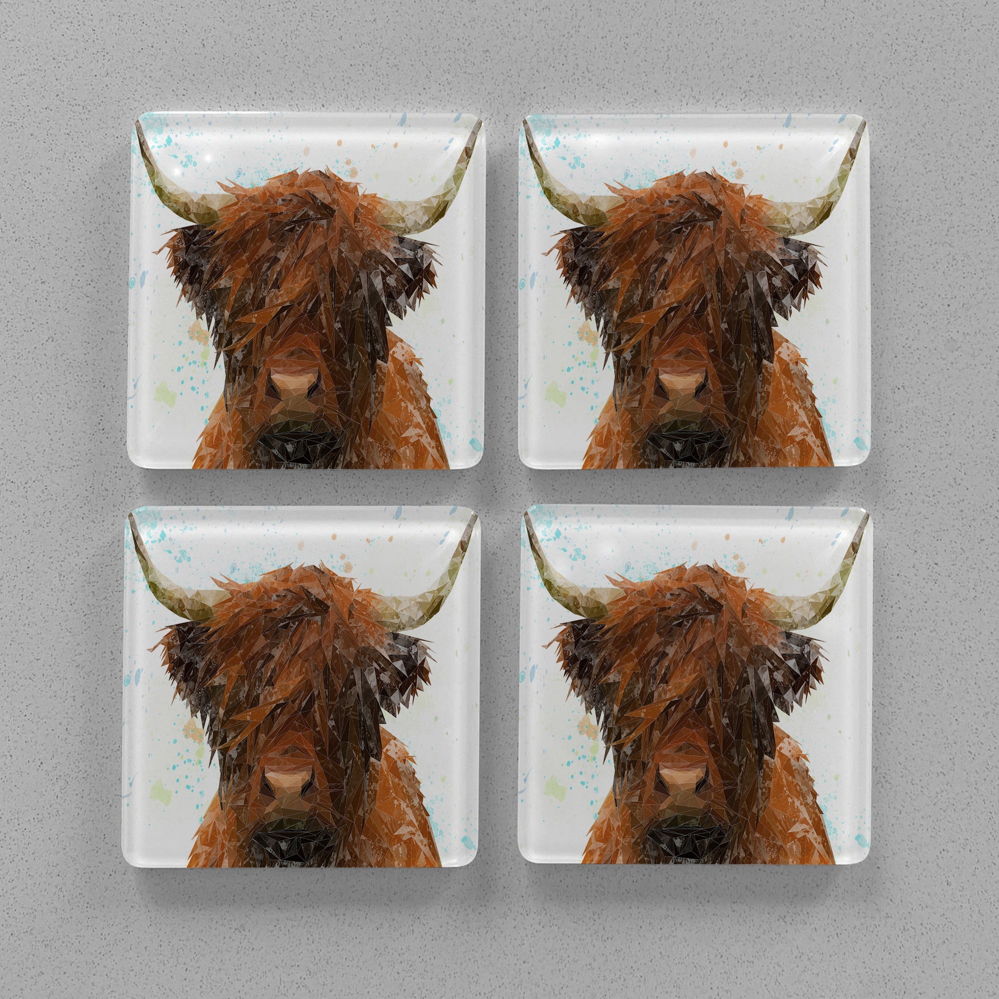 "The Highland" Highland Cow Premium Glass Coasters