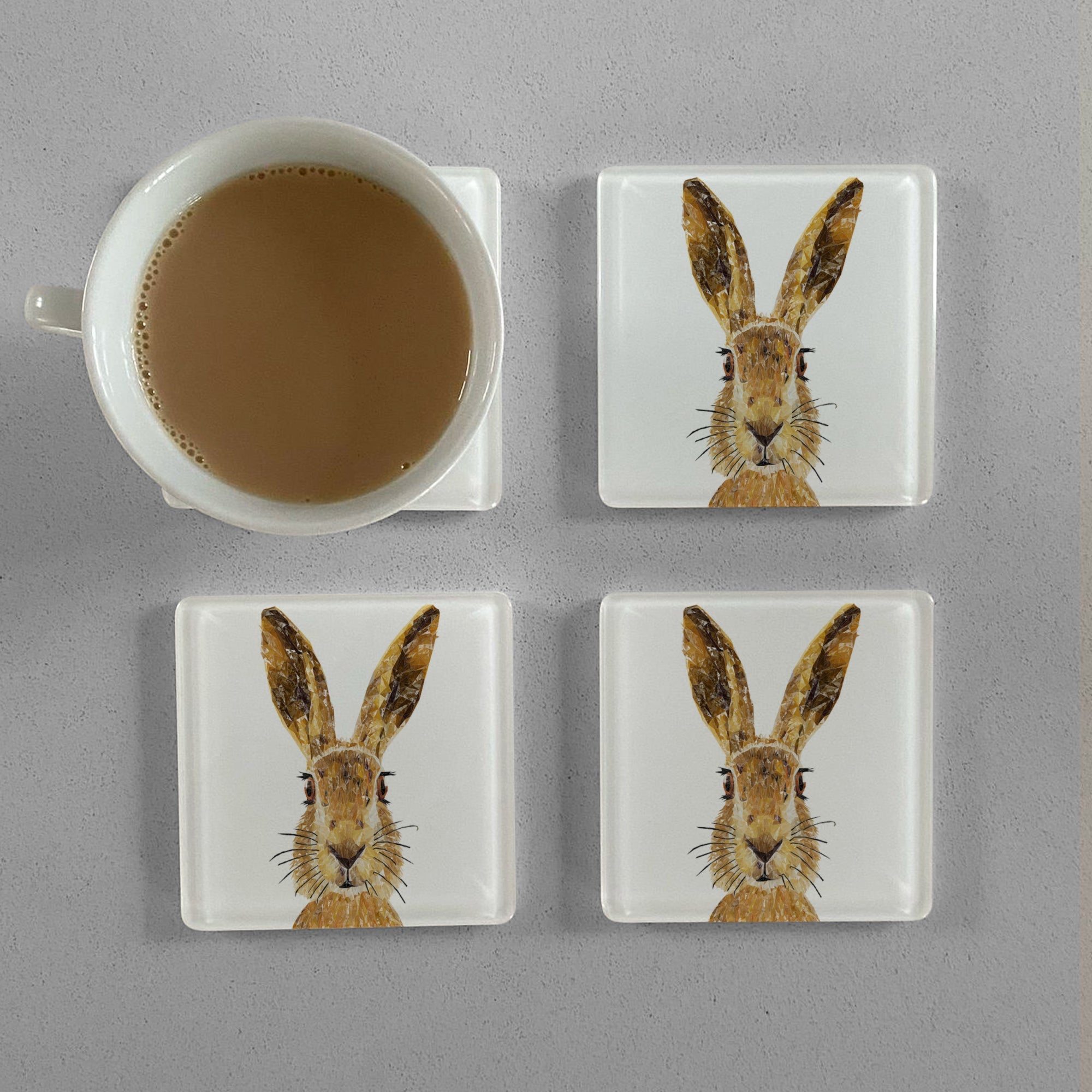 "The Hare" Premium Glass Coasters