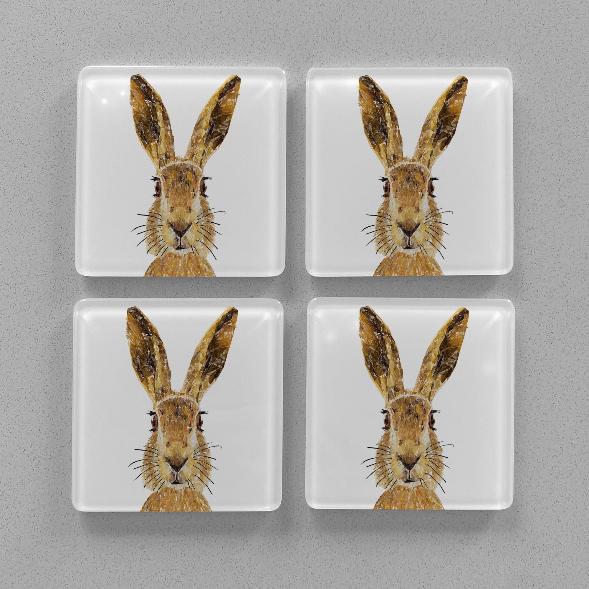"The Hare" Premium Glass Coasters