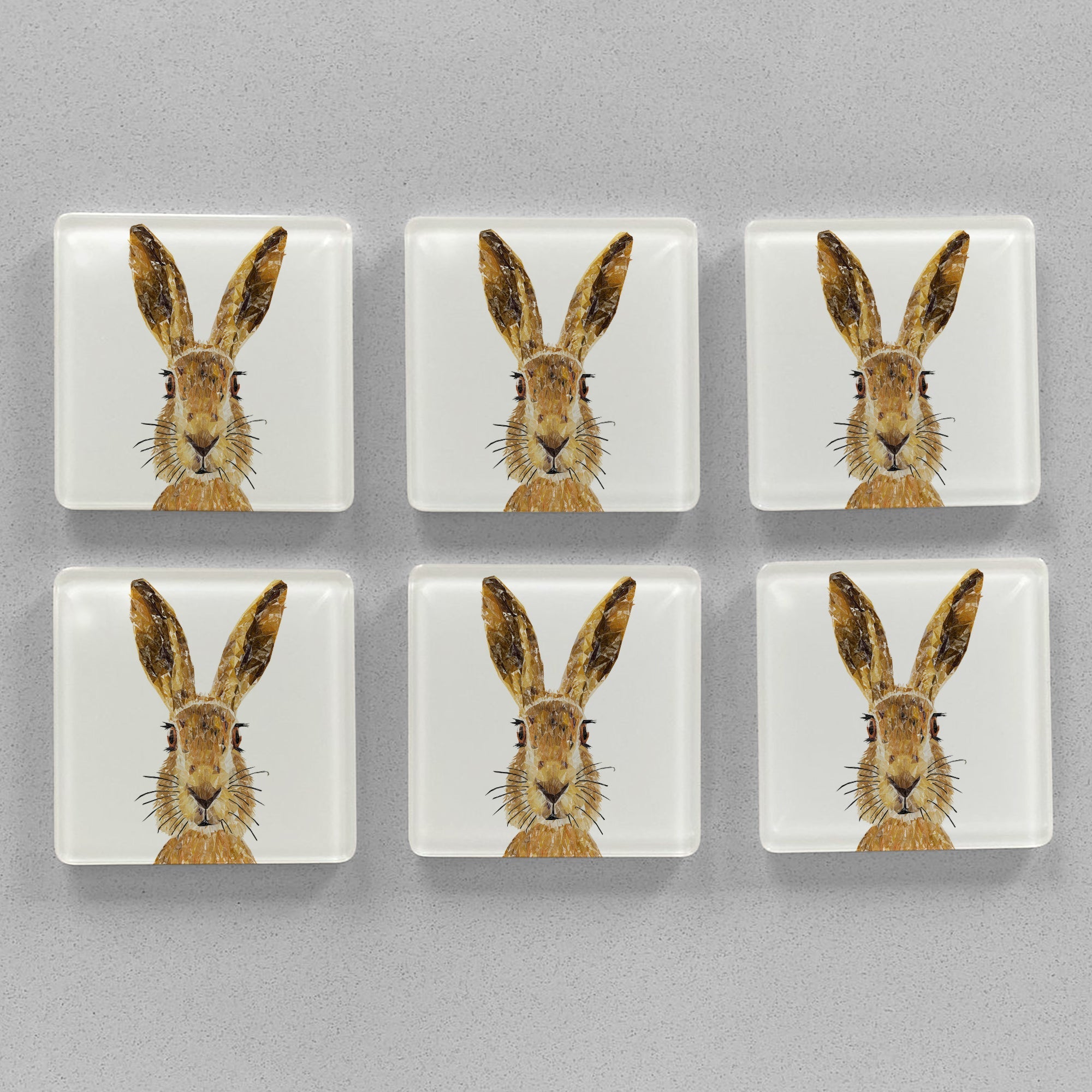 "The Hare" Premium Glass Coasters