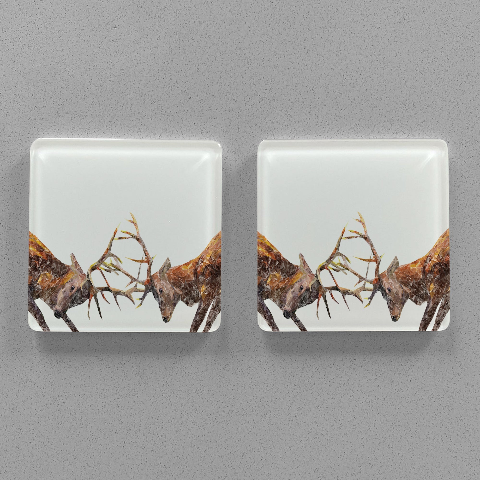 "The Showdown" Rutting Stags Premium Glass Coasters