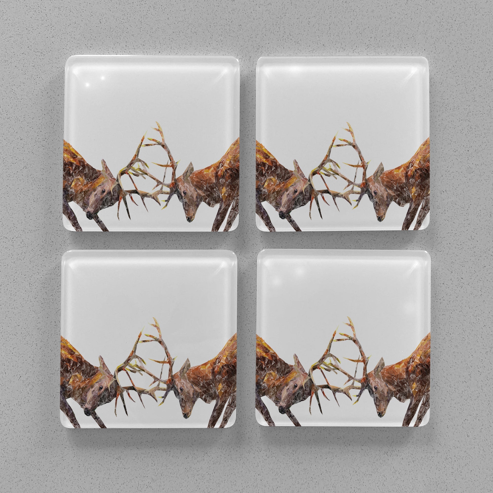 "The Showdown" Rutting Stags Premium Glass Coasters
