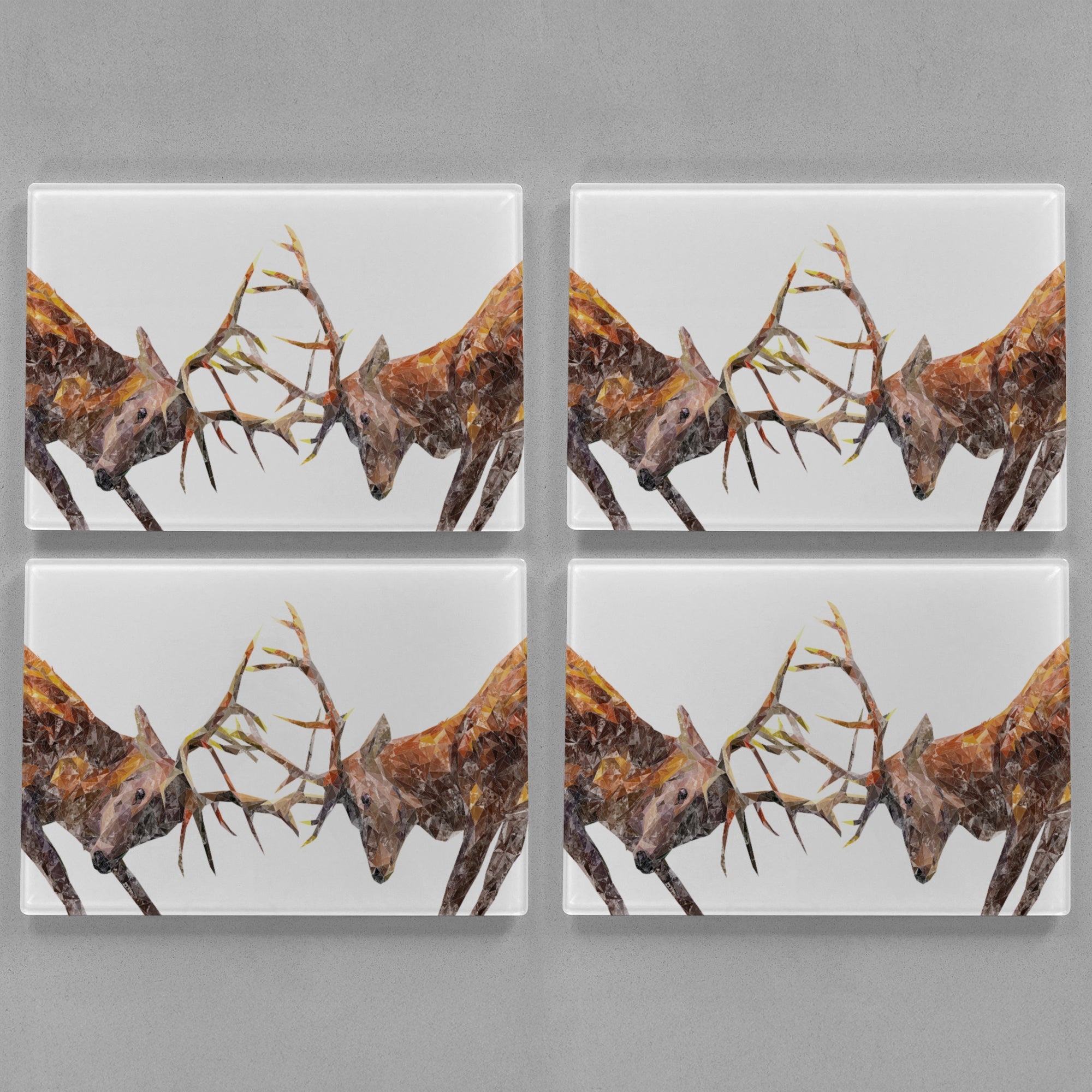 "The Showdown" Rutting Stags Premium Glass Placemat