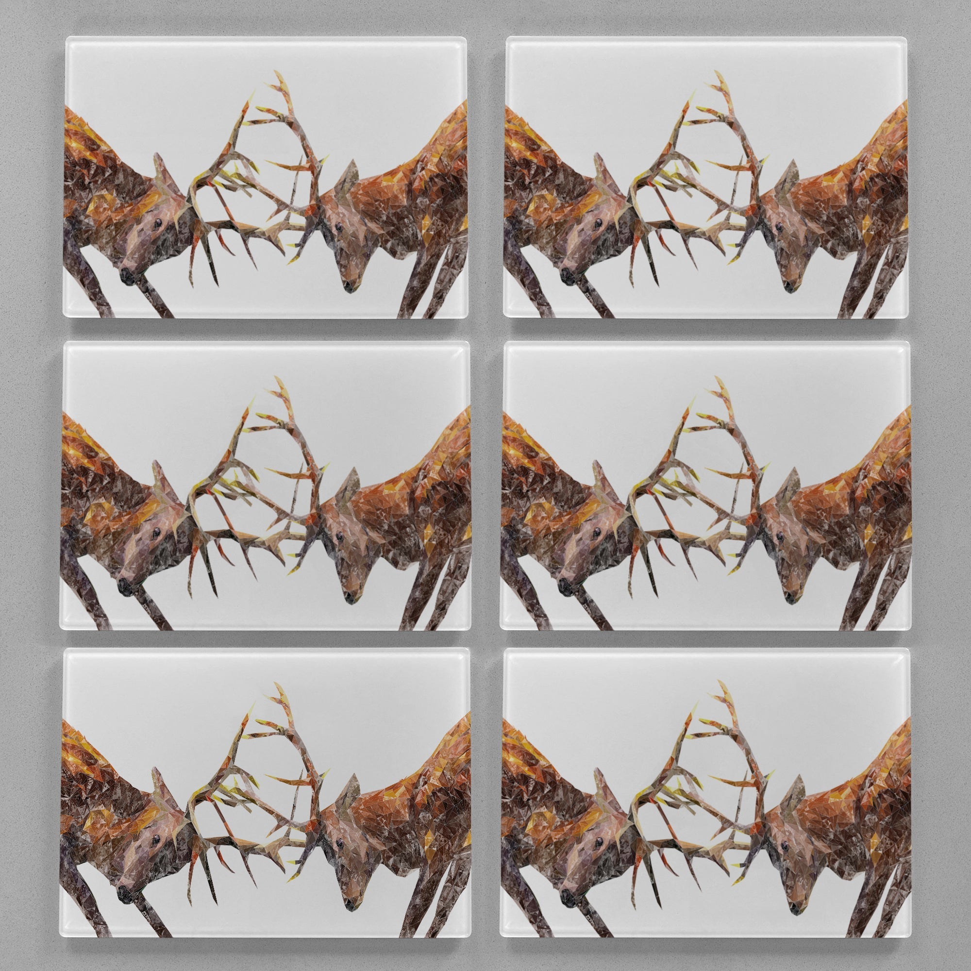 "The Showdown" Rutting Stags Premium Glass Placemat