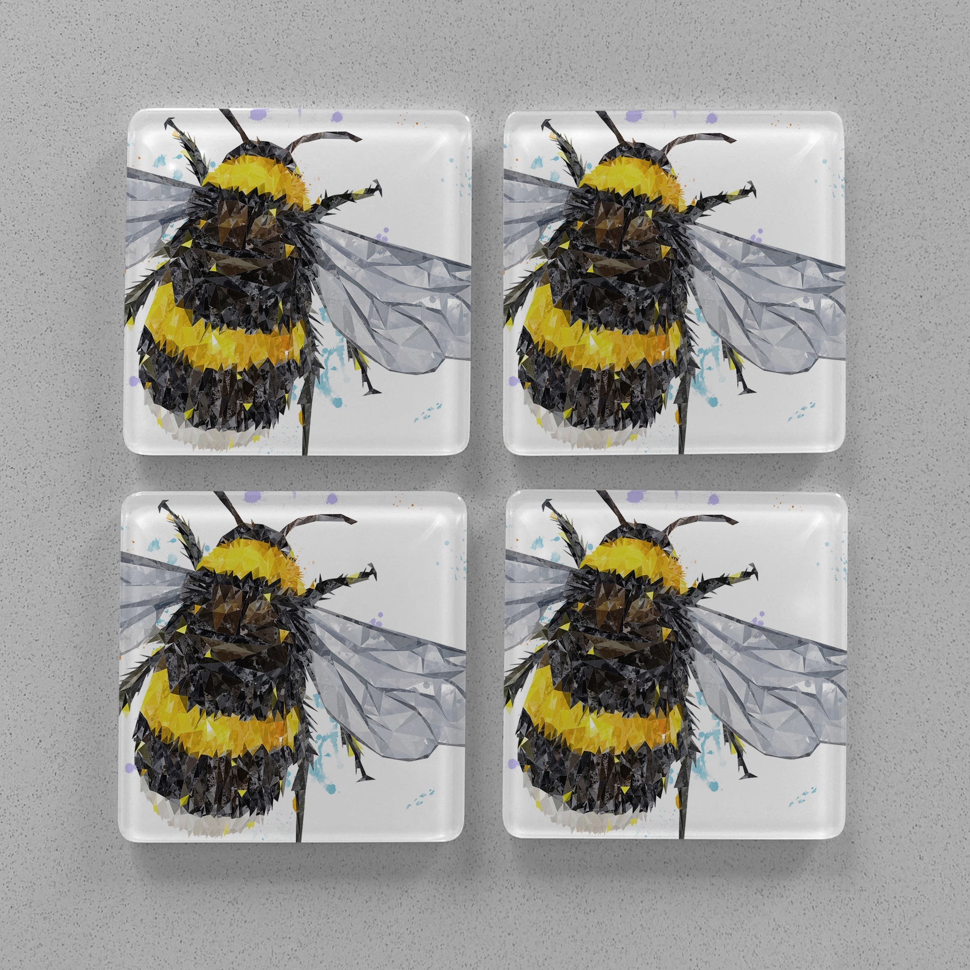 "The Bee" Premium Glass Coasters