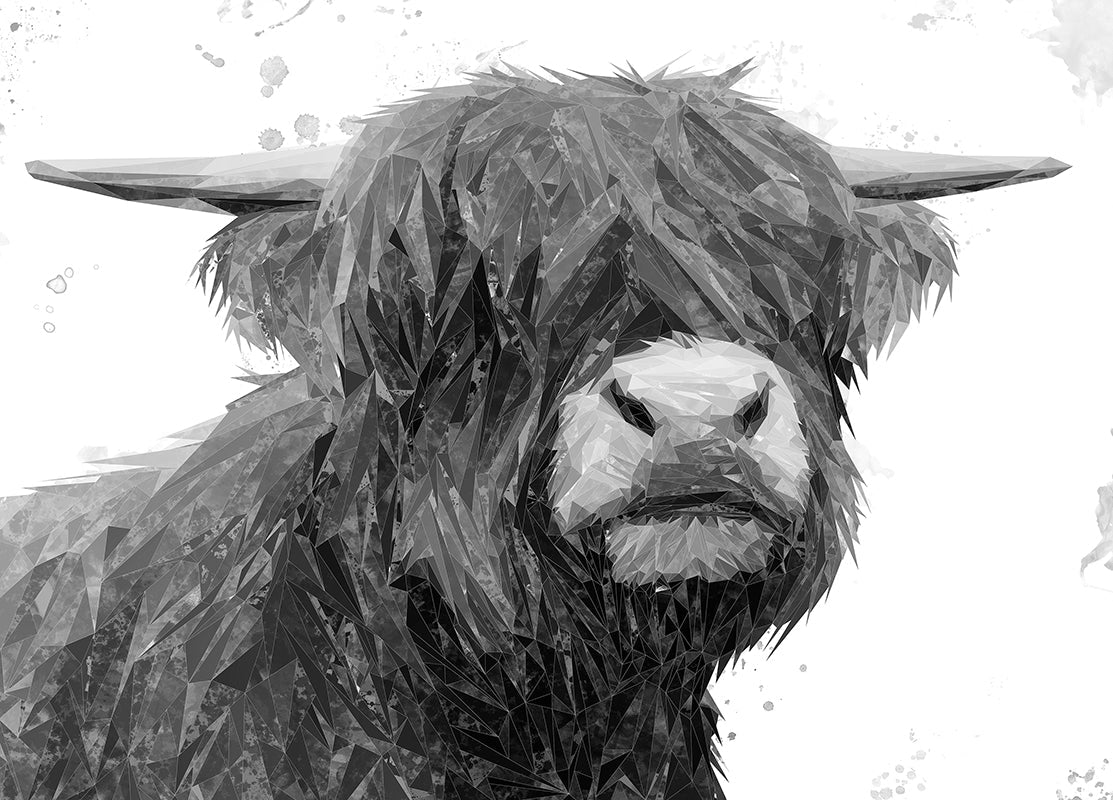"Henry" The Highland Bull (B&W) Premium Glass Placemat