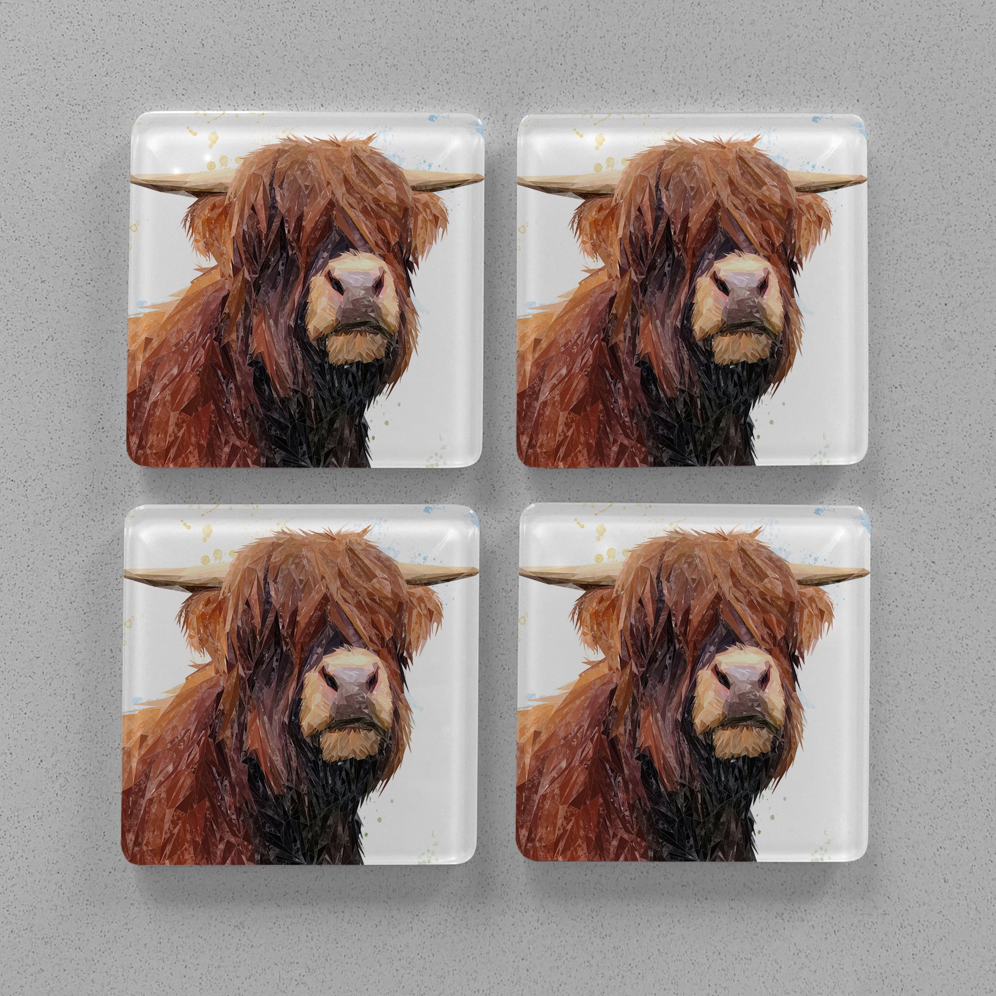 "Henry" The Highland Bull Premium Glass Coasters