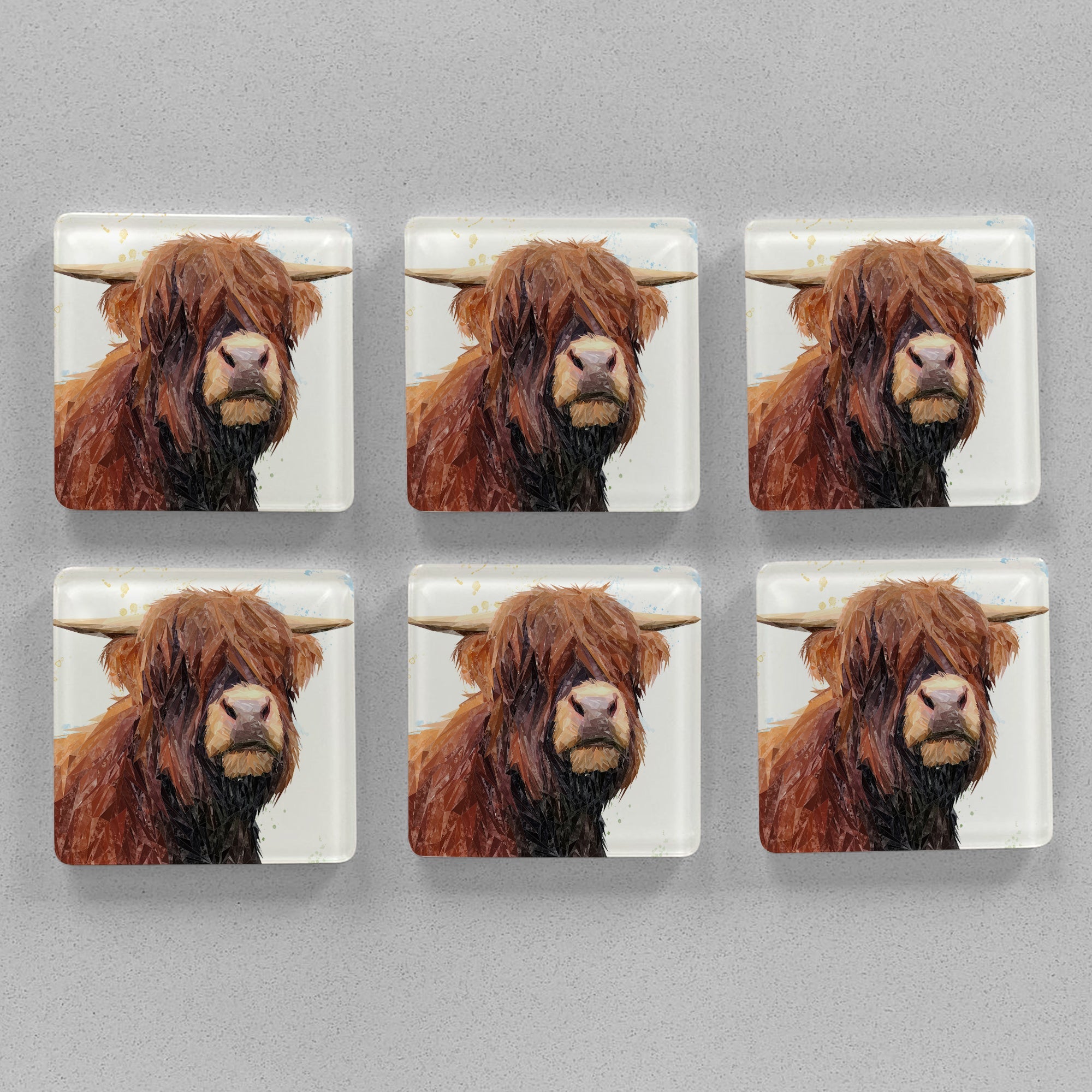 "Henry" The Highland Bull Premium Glass Coasters