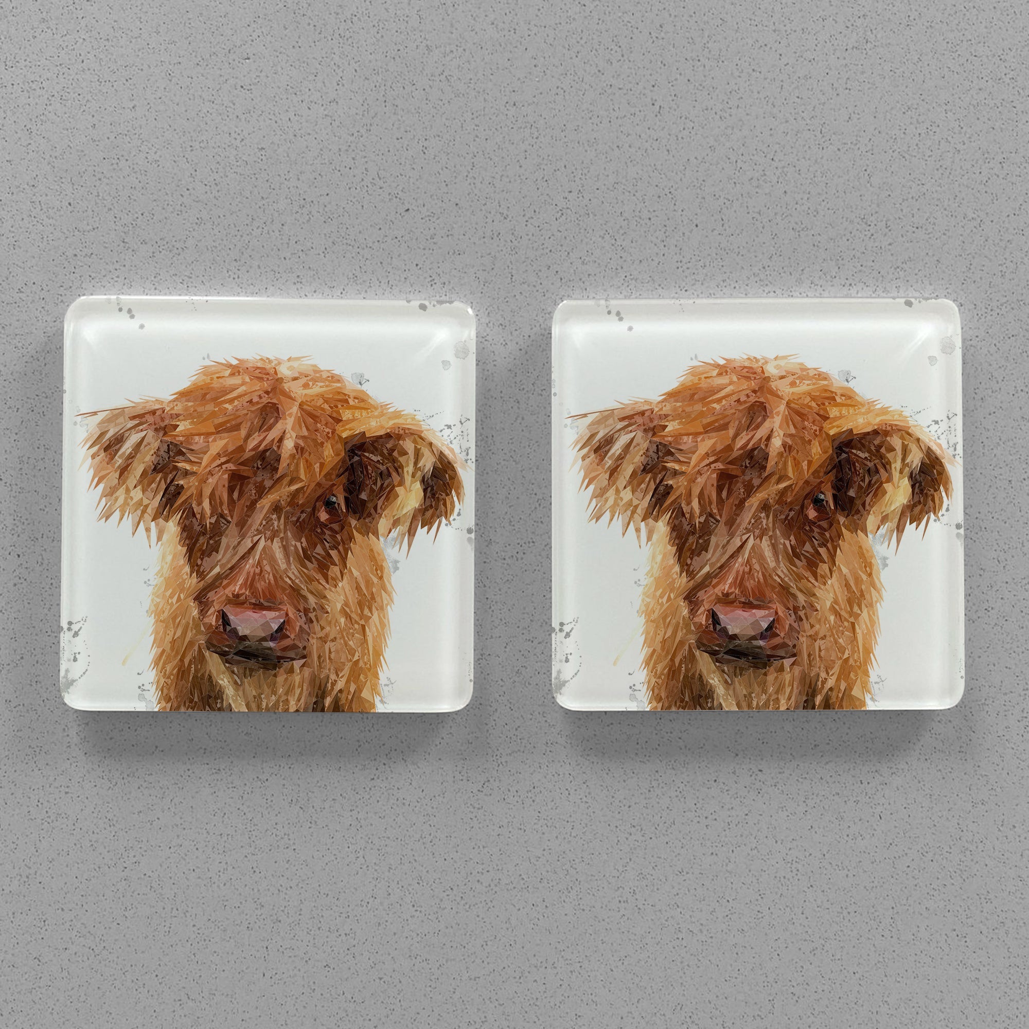 "Peeps" The Highland Calf Premium Glass Coasters
