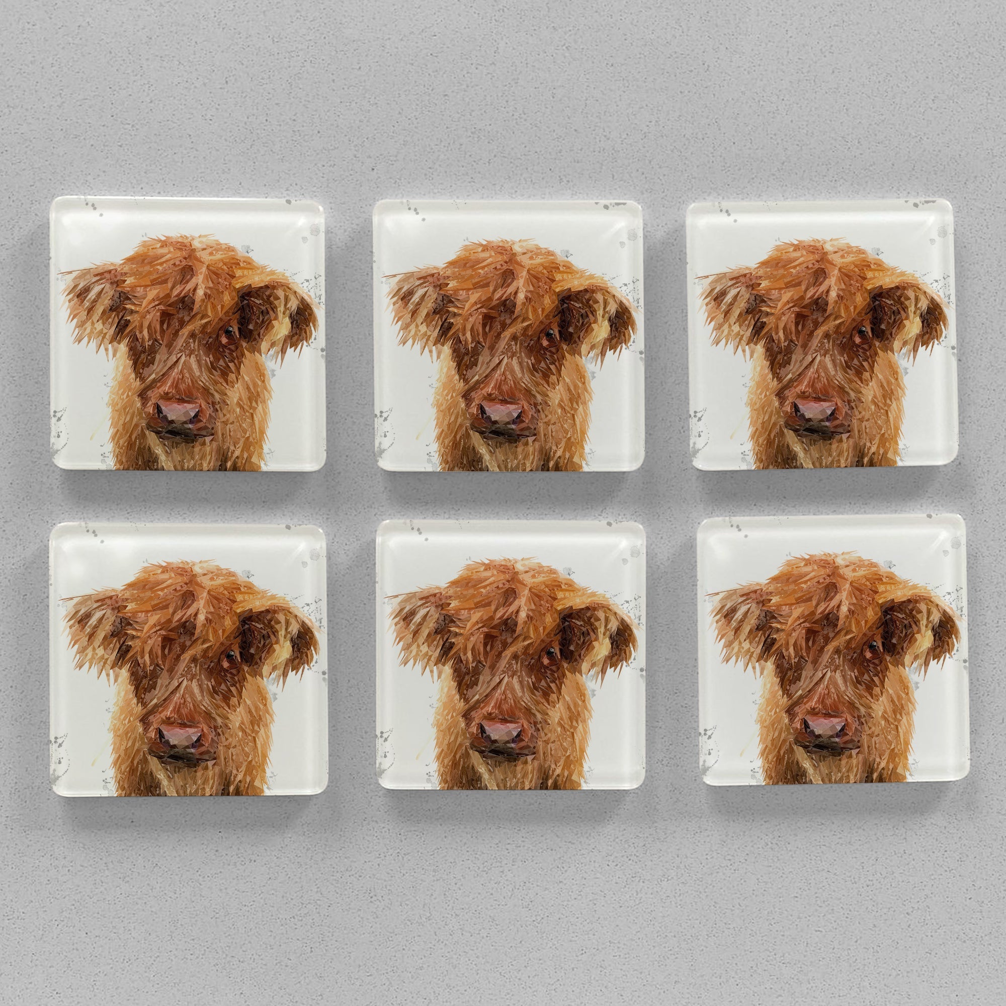 "Peeps" The Highland Calf Premium Glass Coasters