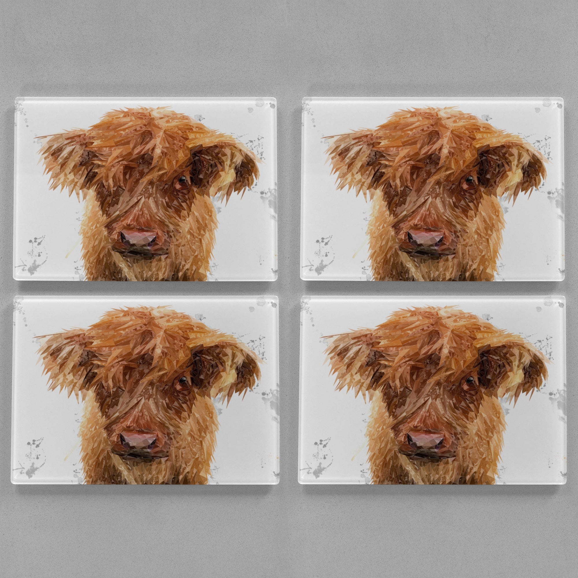 "Peeps" The Highland Calf Premium Glass Placemat
