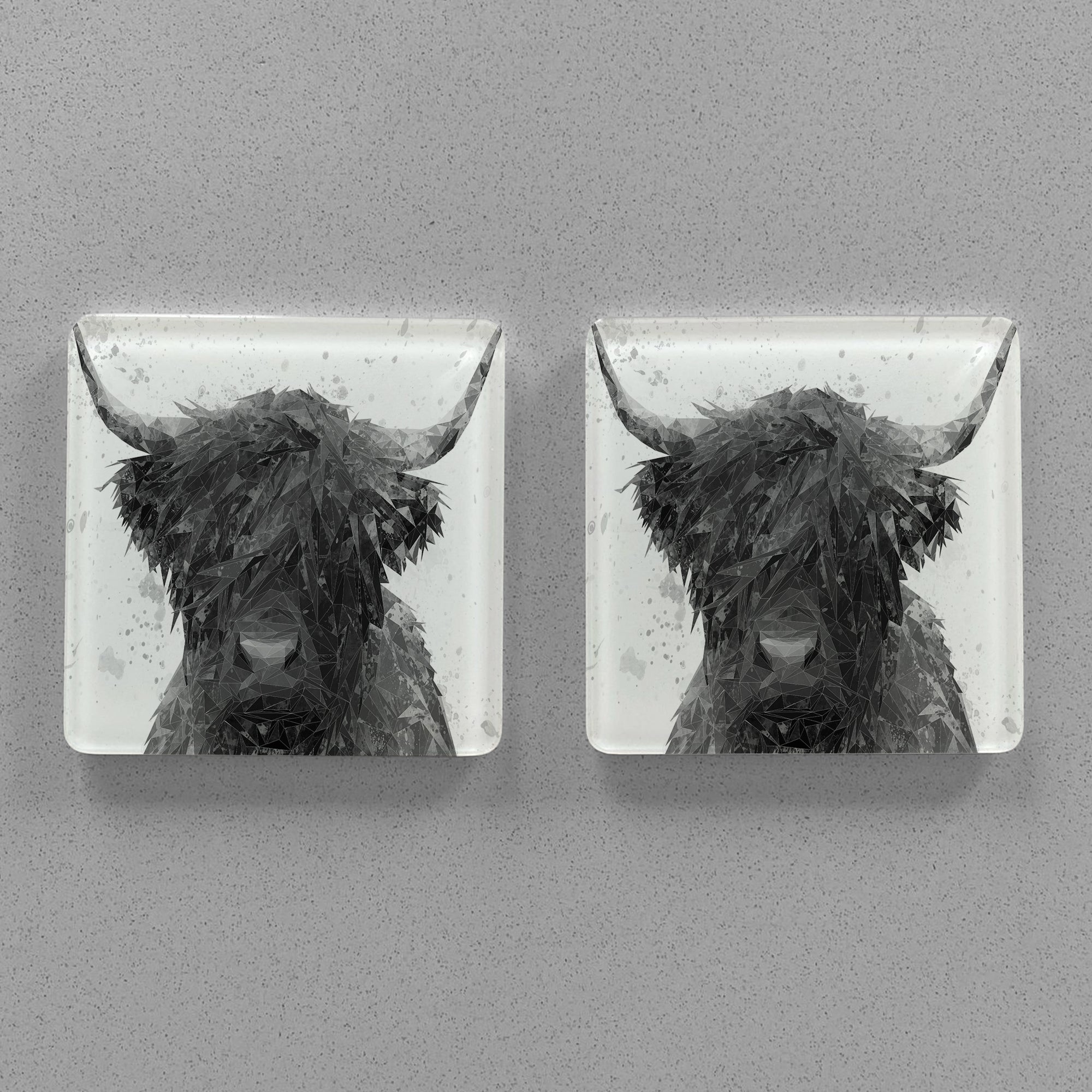 "The Highland" (B&W) Premium Glass Coasters