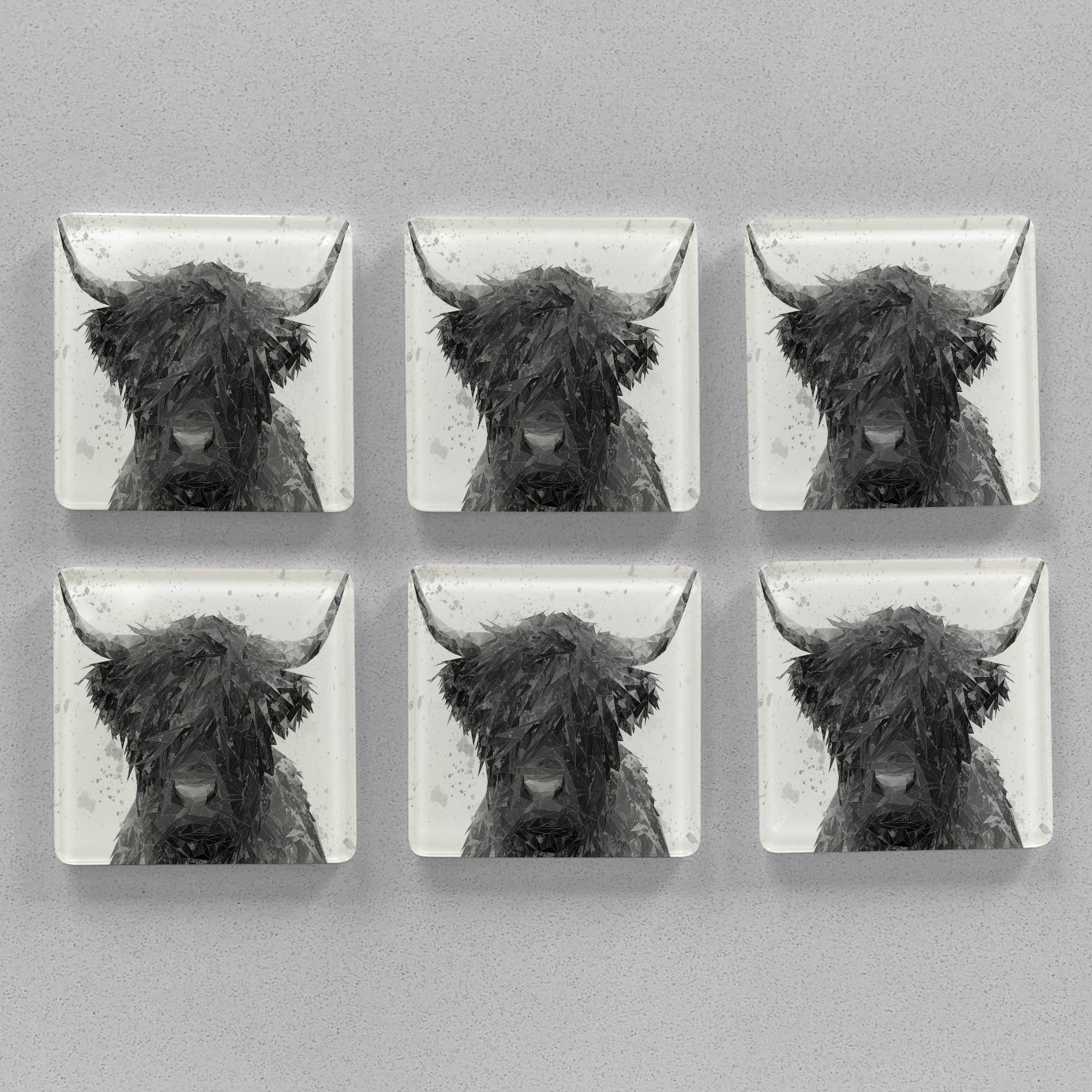 "The Highland" (B&W) Premium Glass Coasters