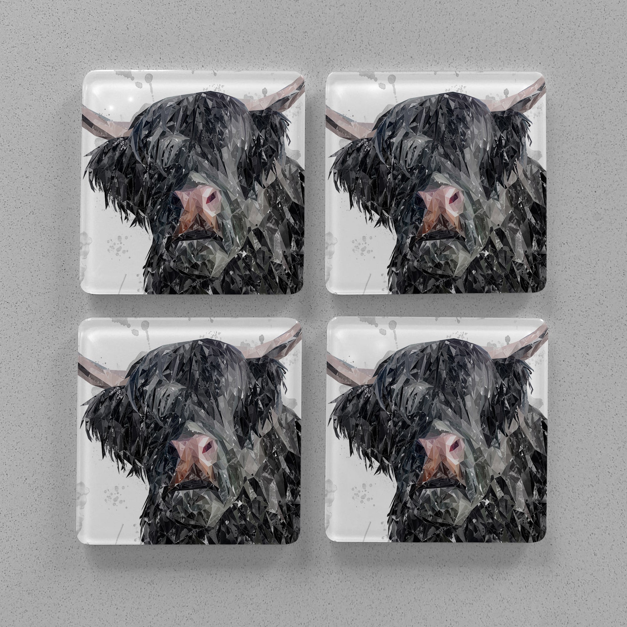 "Bruce" The Highland Bull Premium Glass Coasters