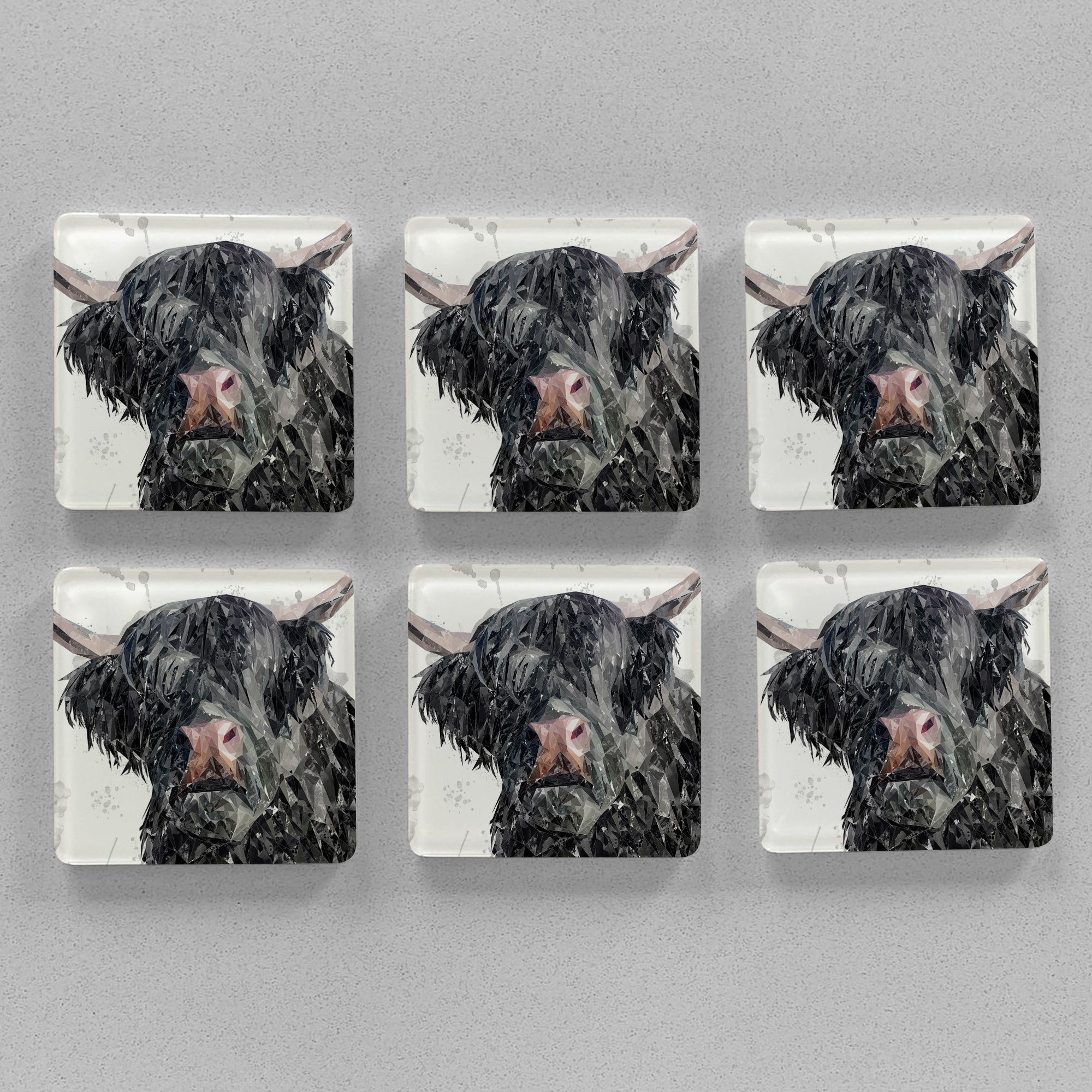 "Bruce" The Highland Bull Premium Glass Coasters