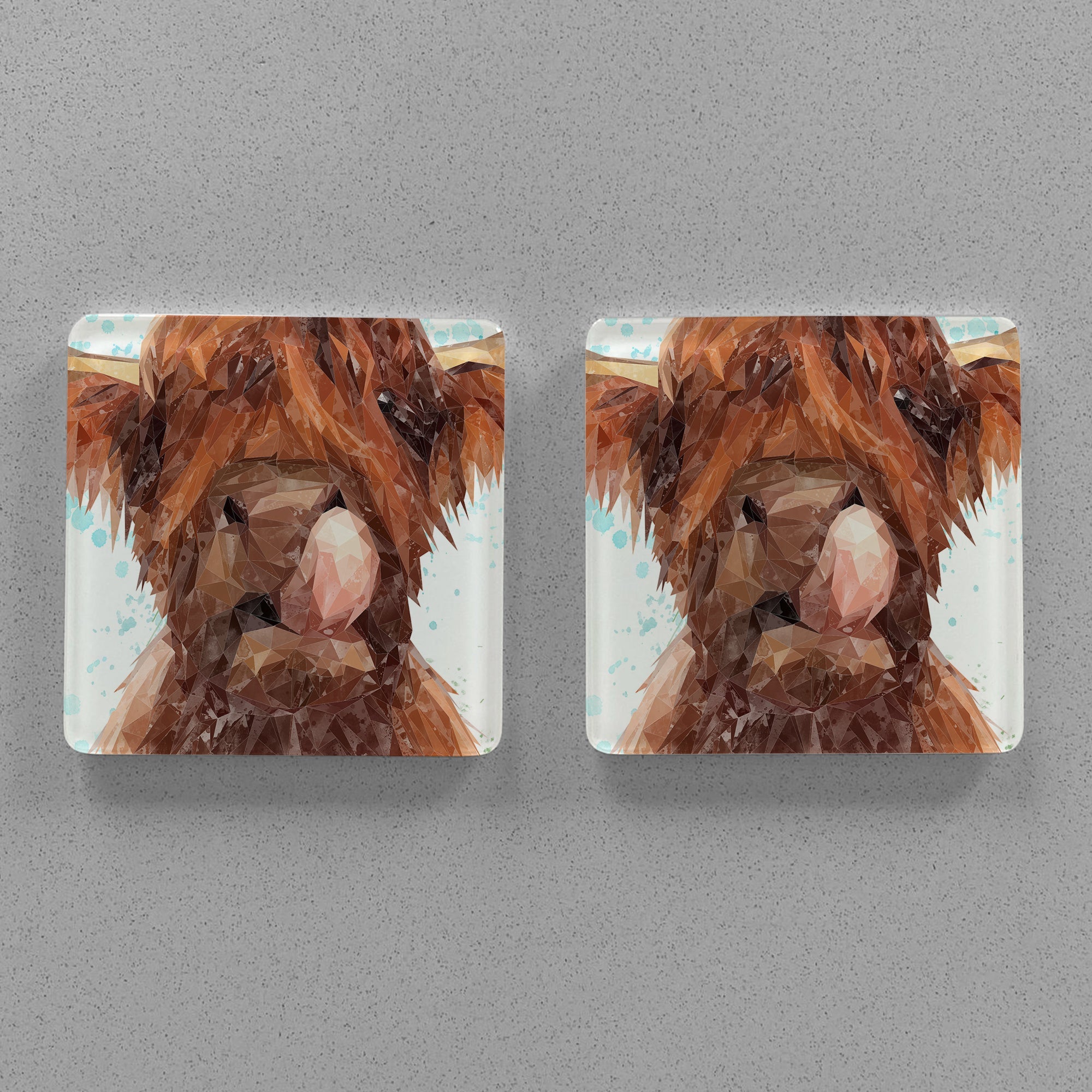 "Harry" The Highland Cow Premium Glass Coasters