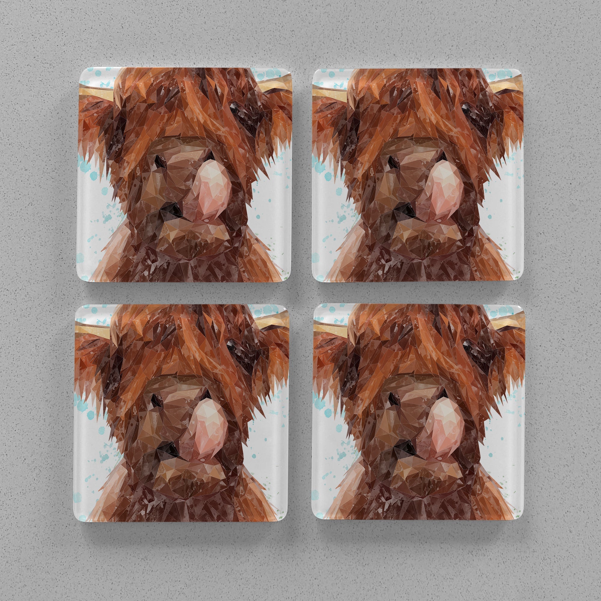"Harry" The Highland Cow Premium Glass Coasters