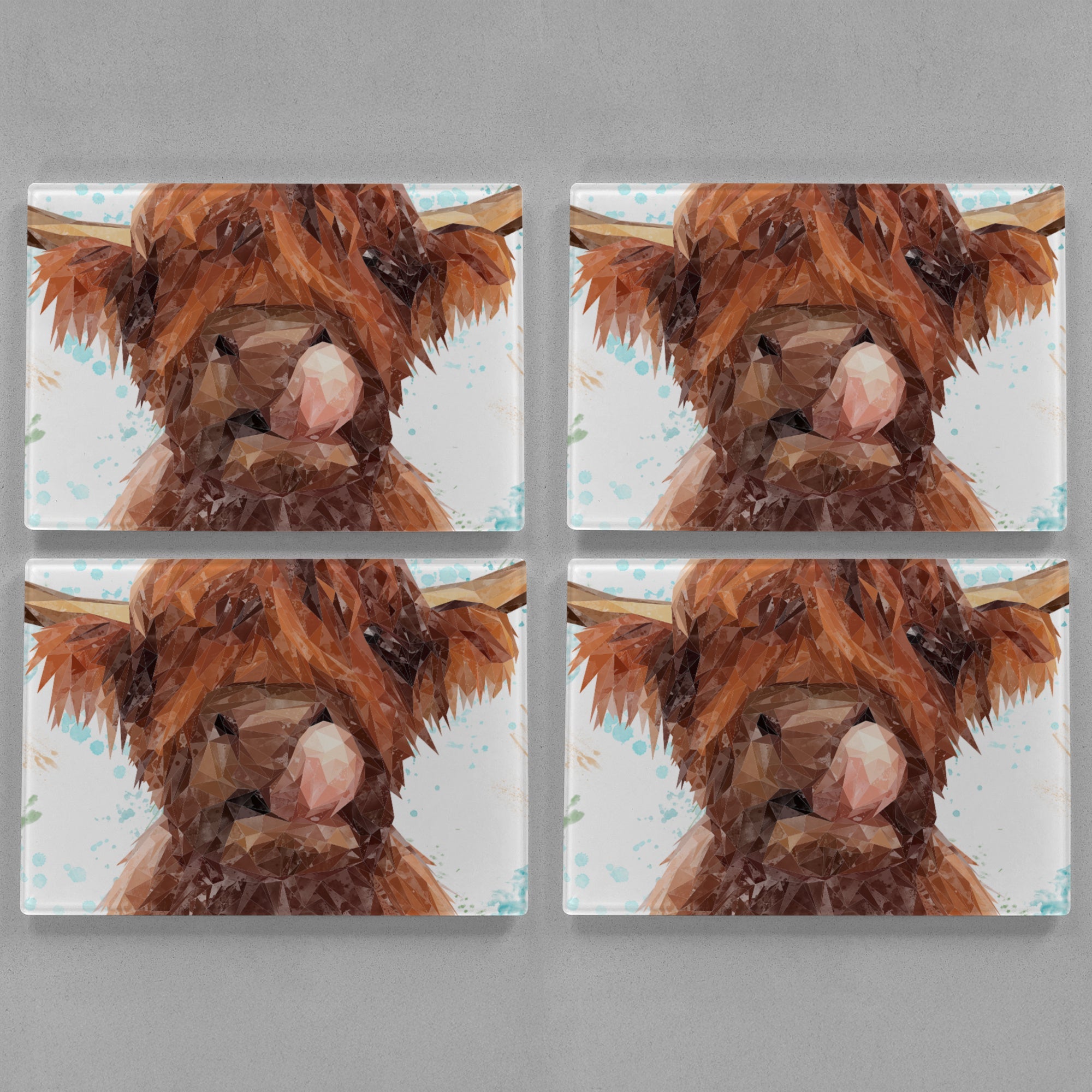 "Harry" The Highland Cow Premium Glass Placemat