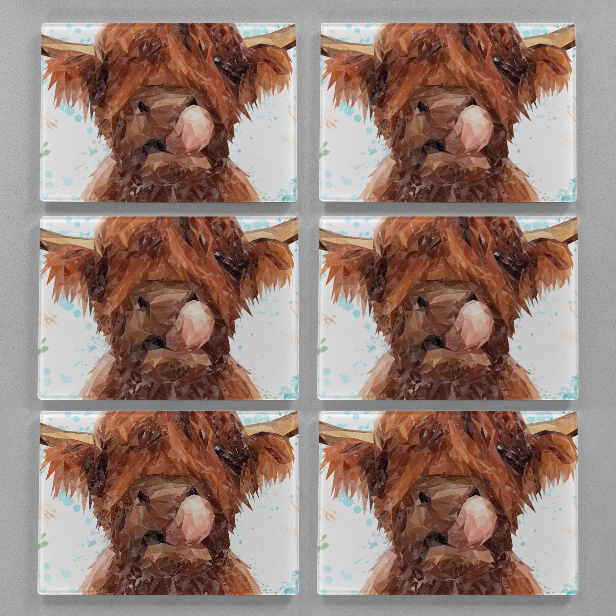"Harry" The Highland Cow Premium Glass Placemat
