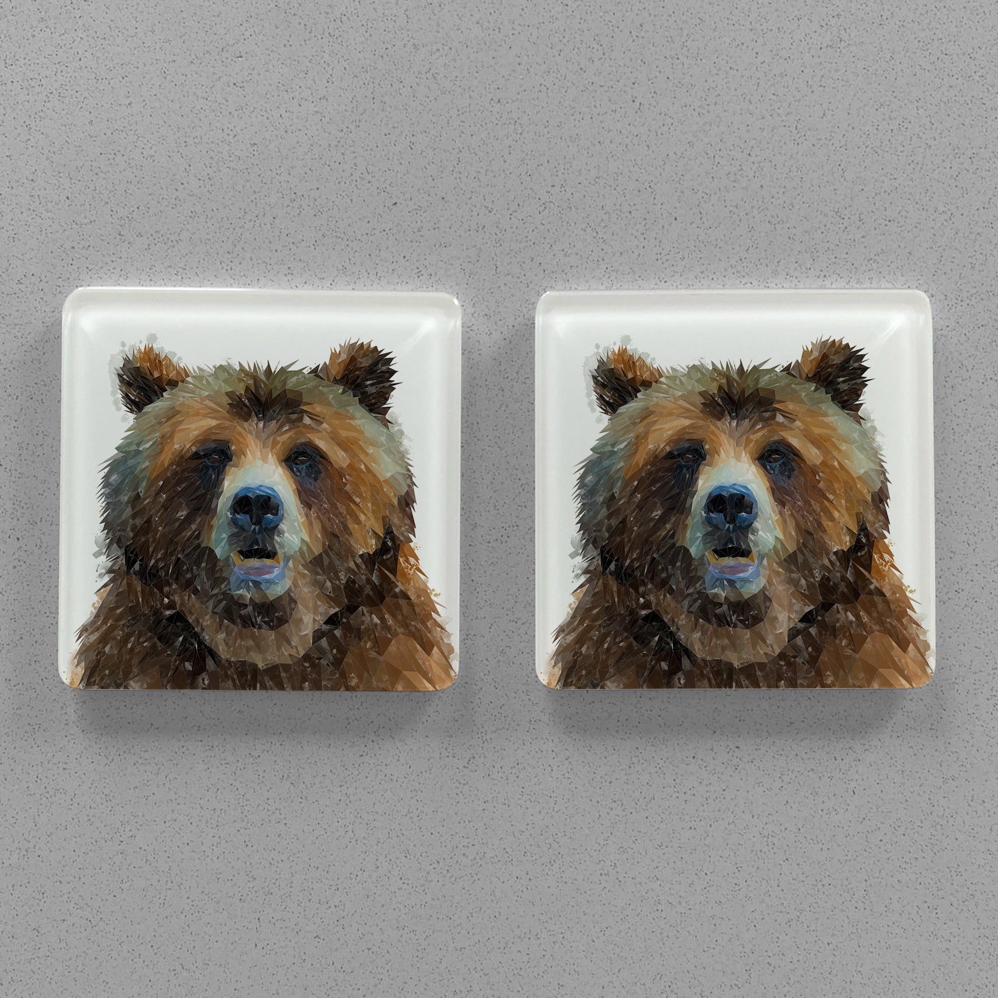 "Monty" The Brown Bear Premium Glass Coasters