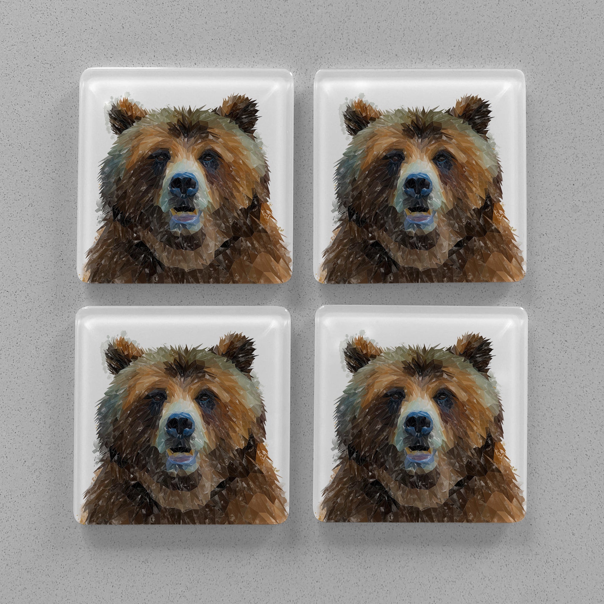 "Monty" The Brown Bear Premium Glass Coasters