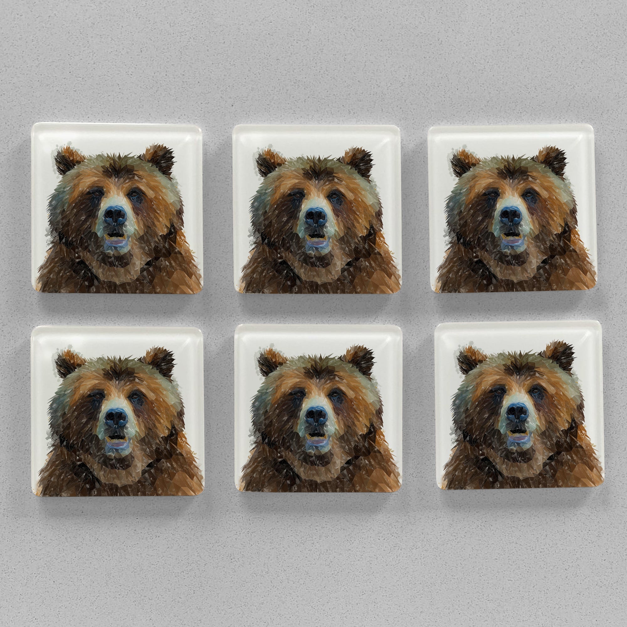 "Monty" The Brown Bear Premium Glass Coasters