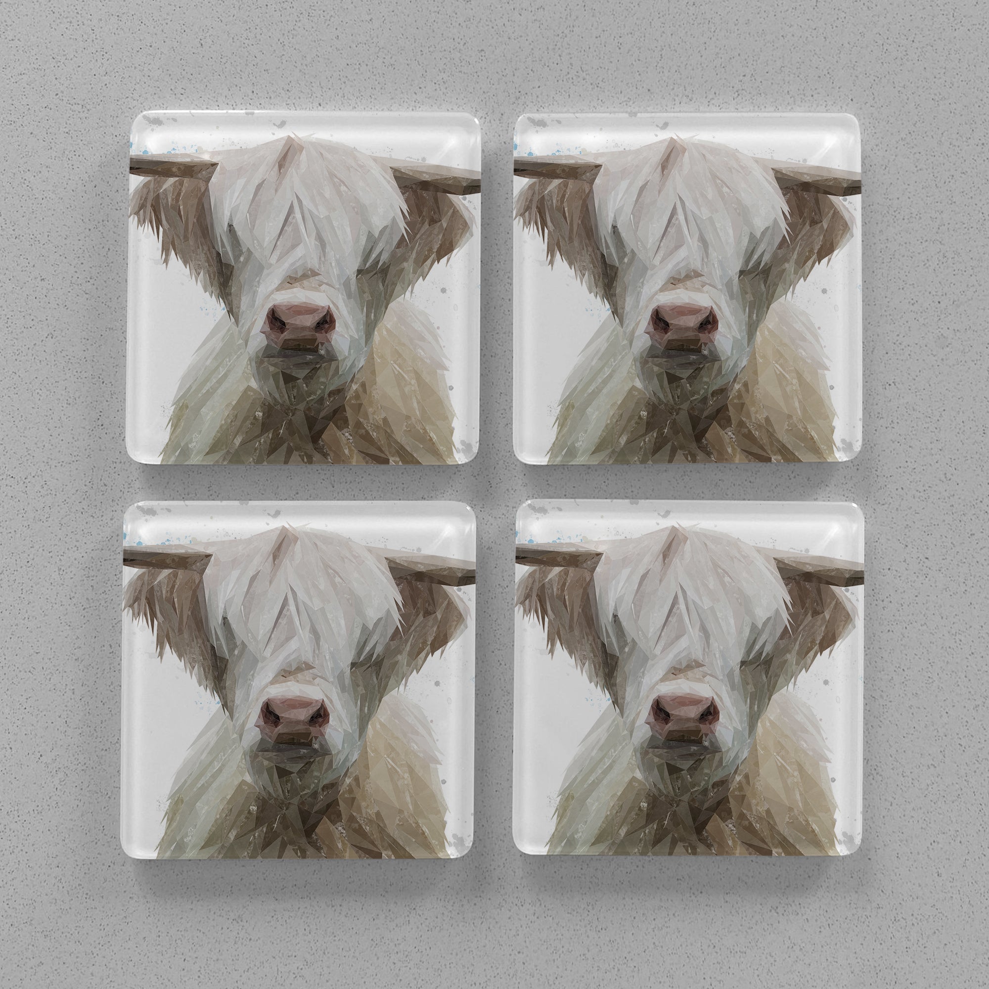"Evan" The Highland Bull Premium Glass Coasters