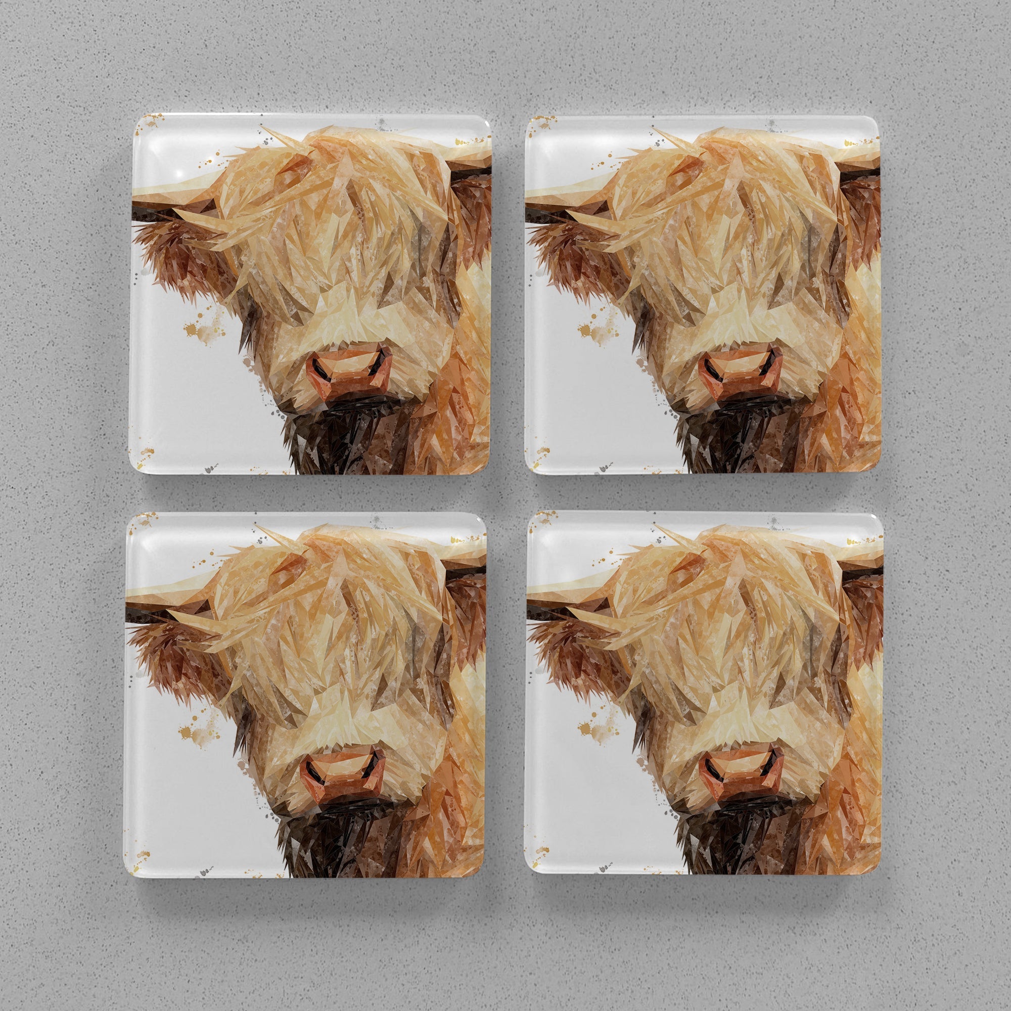 "Brenda" The Highland Cow Premium Glass Coasters