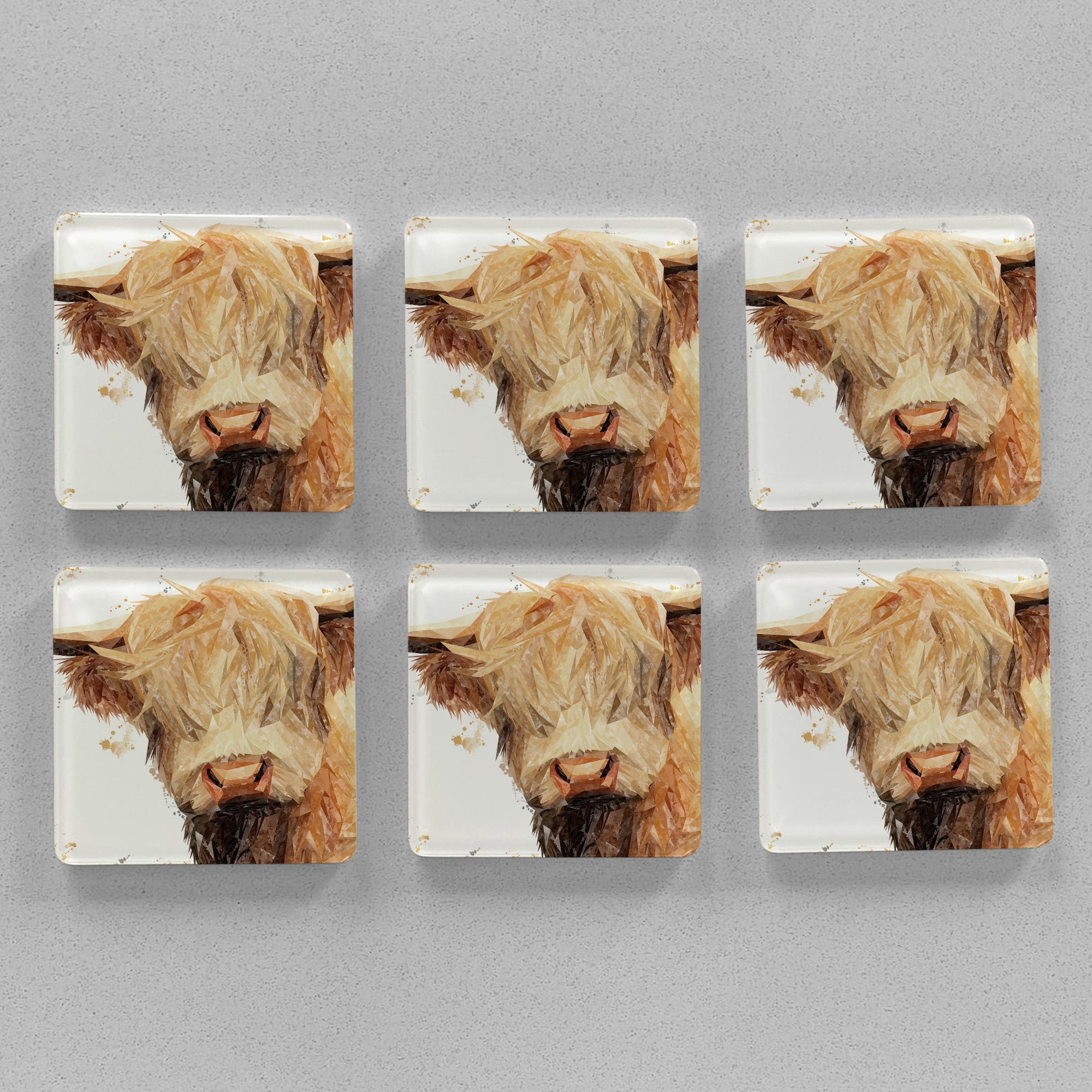 "Brenda" The Highland Cow Premium Glass Coasters