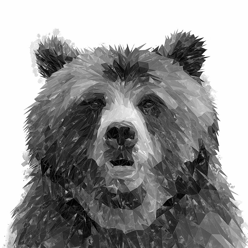 "Monty" The Brown Bear (B&W) Premium Glass Coasters