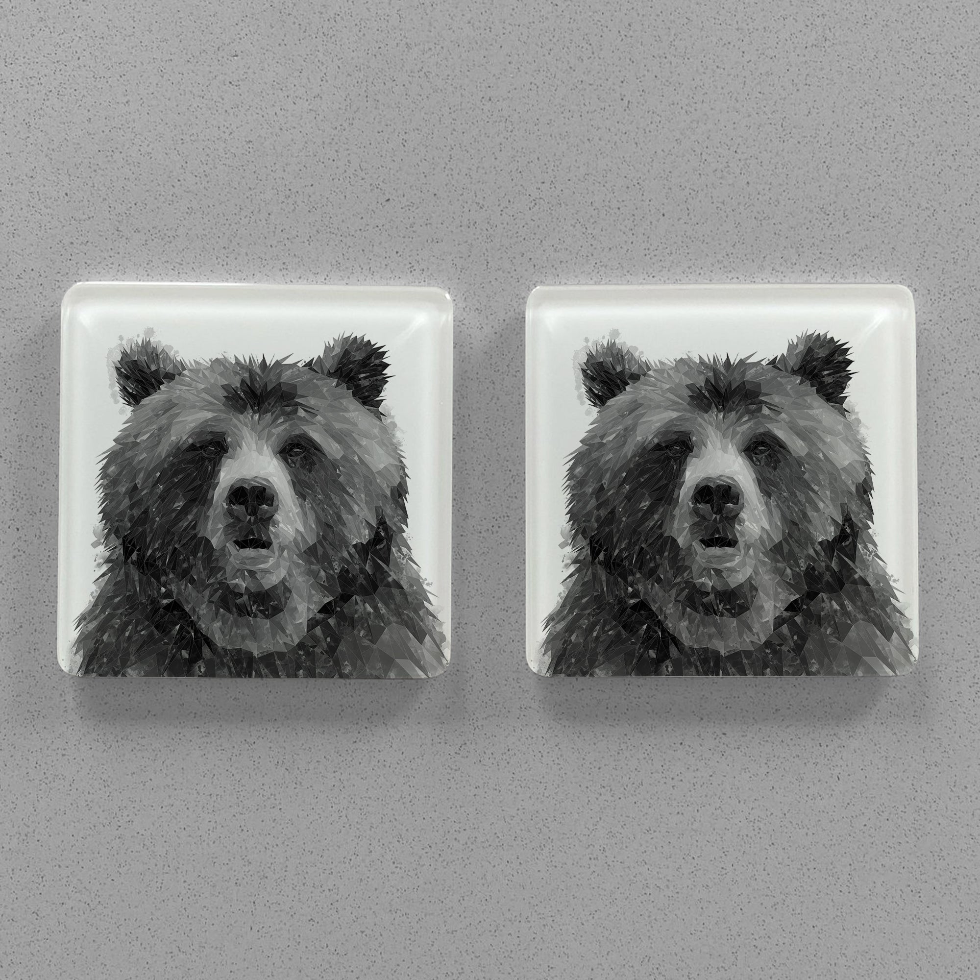 "Monty" The Brown Bear (B&W) Premium Glass Coasters