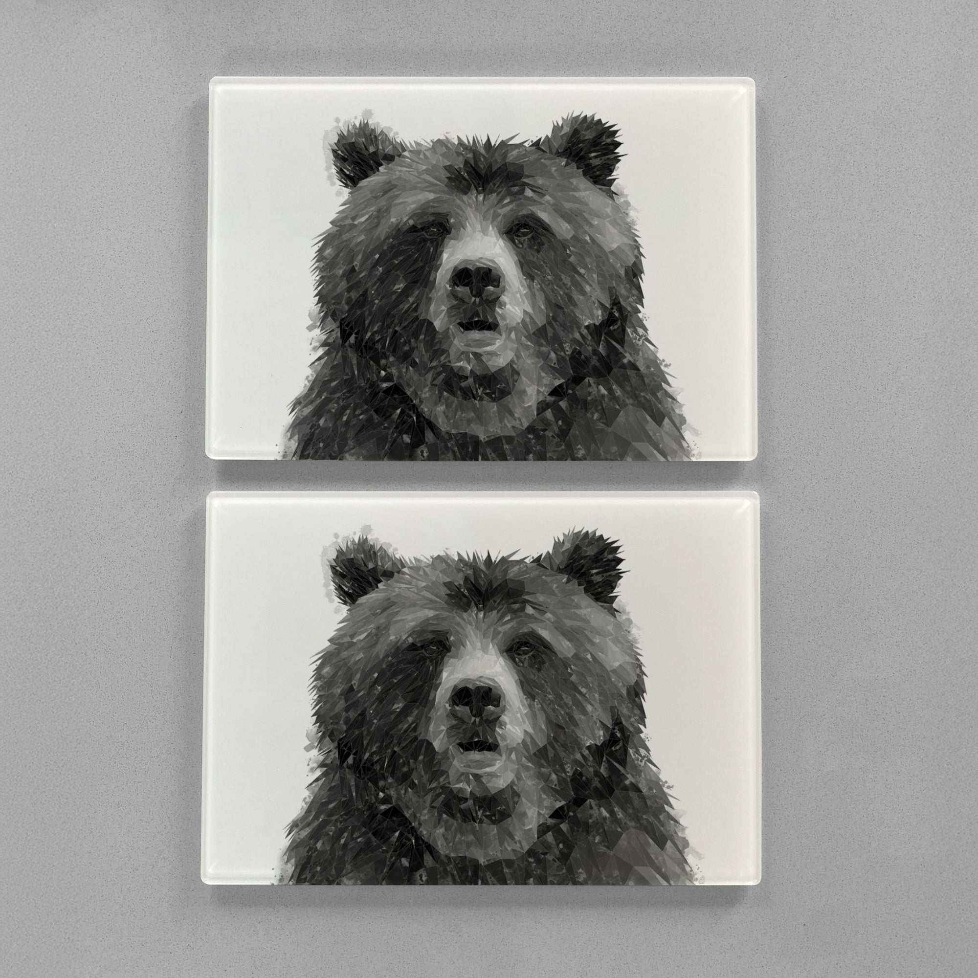 "Monty" The Brown Bear (B&W) Premium Glass Placemat