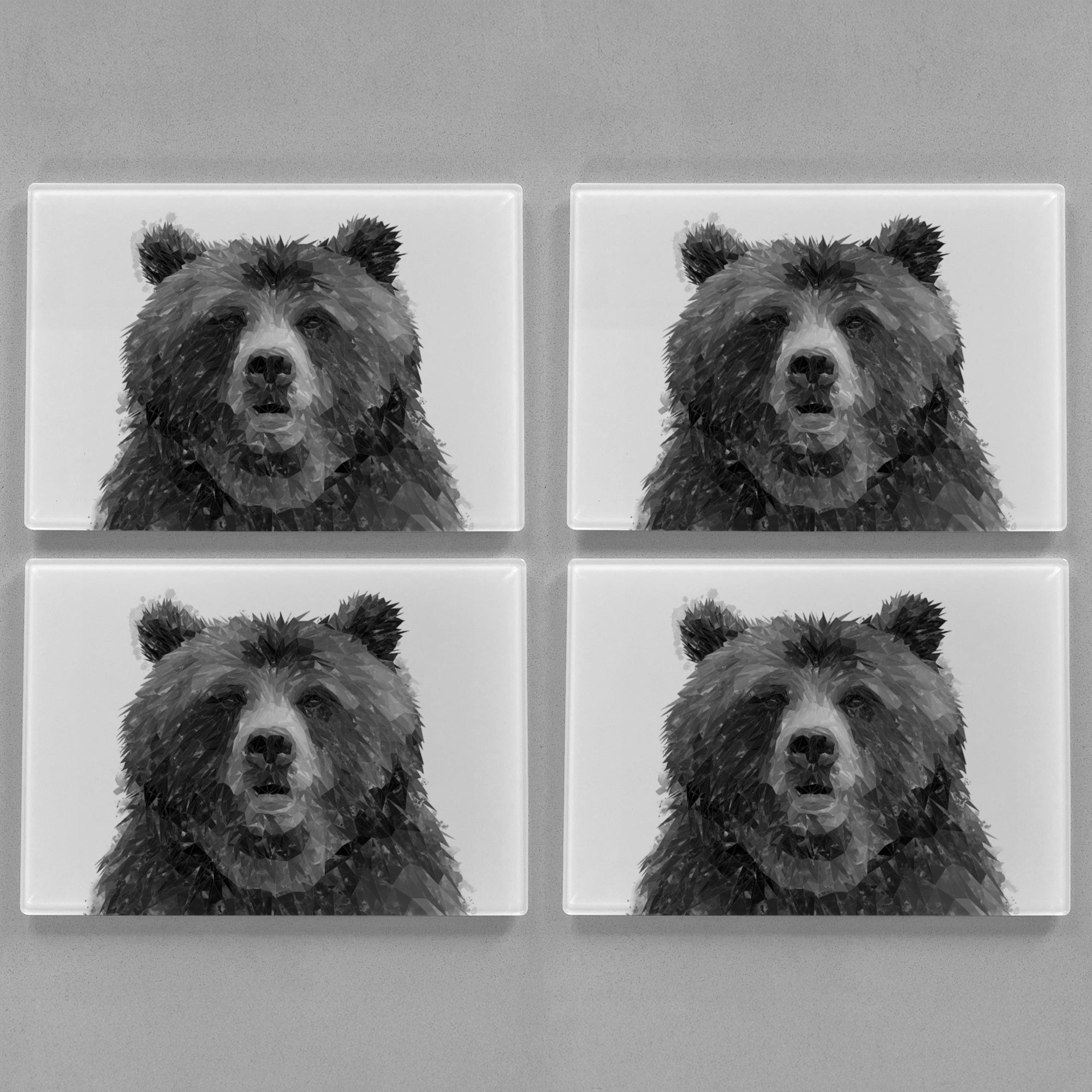 "Monty" The Brown Bear (B&W) Premium Glass Placemat
