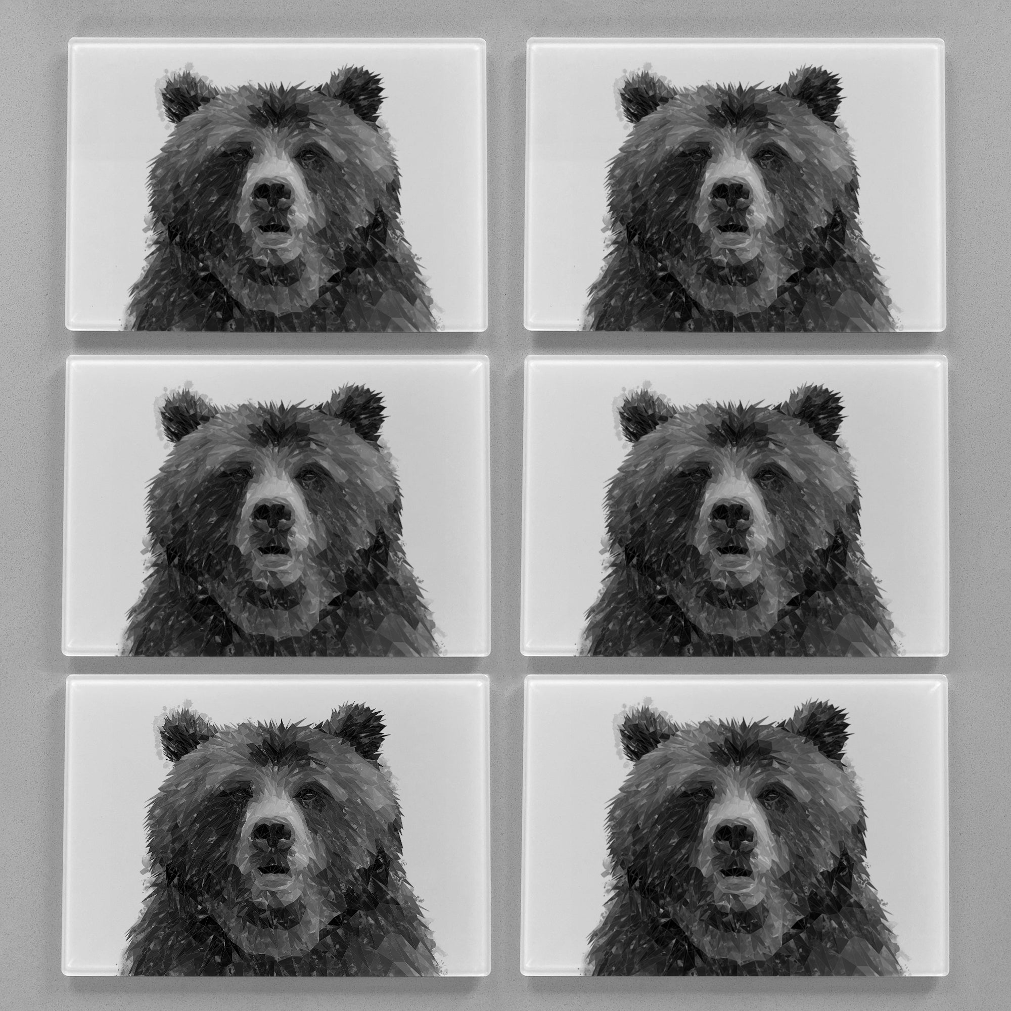 "Monty" The Brown Bear (B&W) Premium Glass Placemat