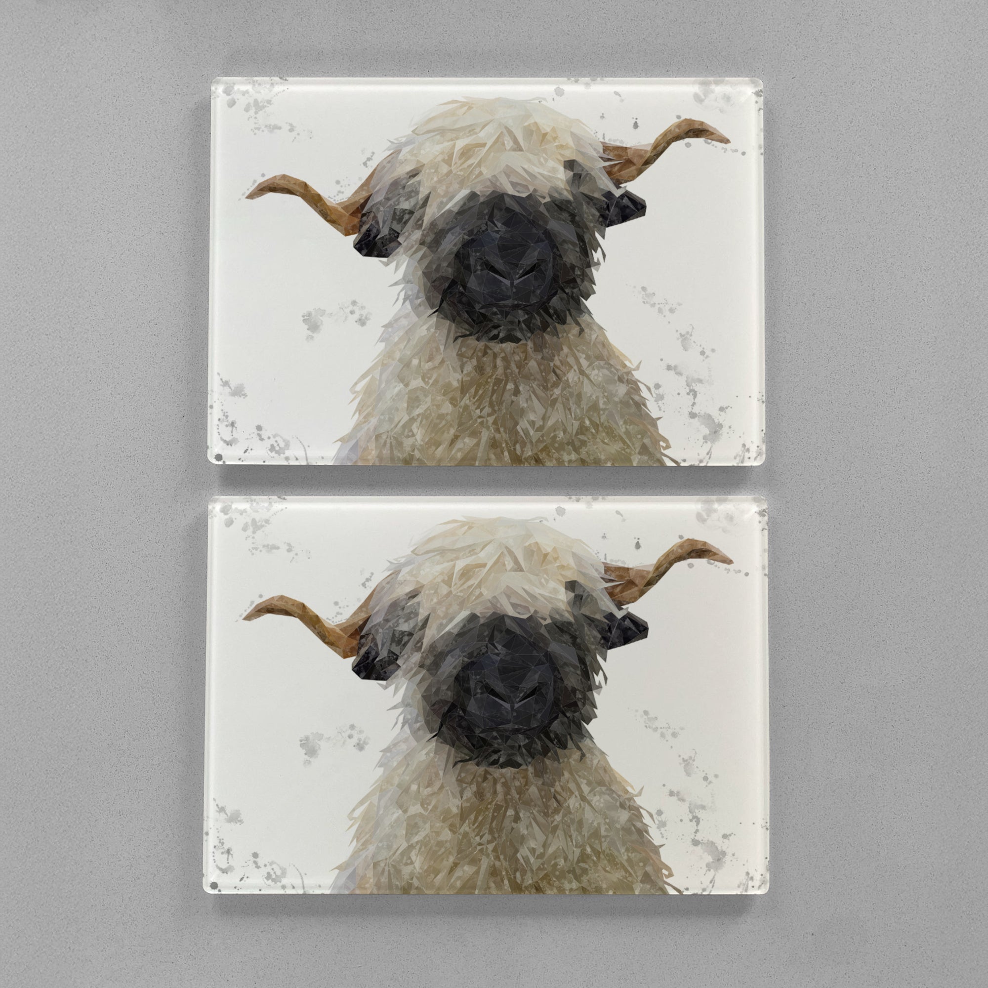 "Betty" The Valais Blacknose Sheep (Grey Background) Premium Glass Placemat