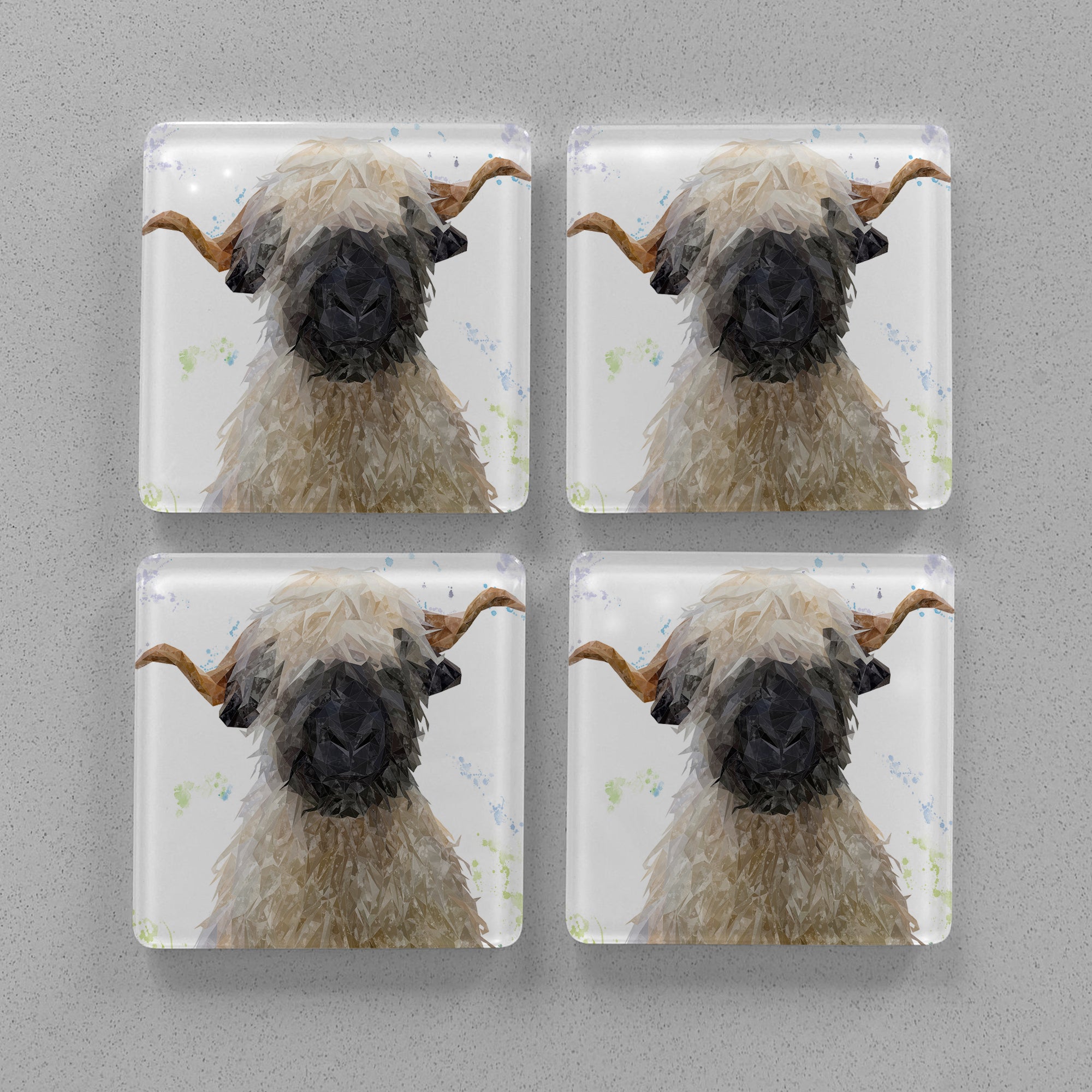 "Betty" The Valais Blacknose Sheep Premium Glass Coasters