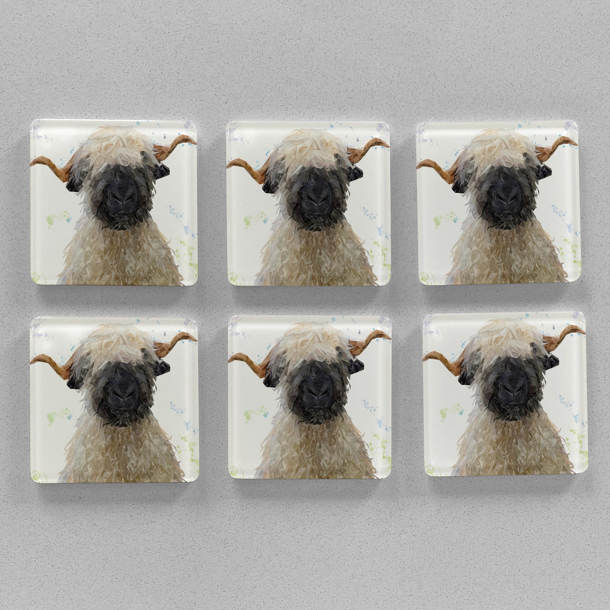 "Betty" The Valais Blacknose Sheep Premium Glass Coasters