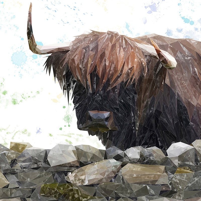 "Freya" The Highland Cow from Applecross Premium Glass Coasters