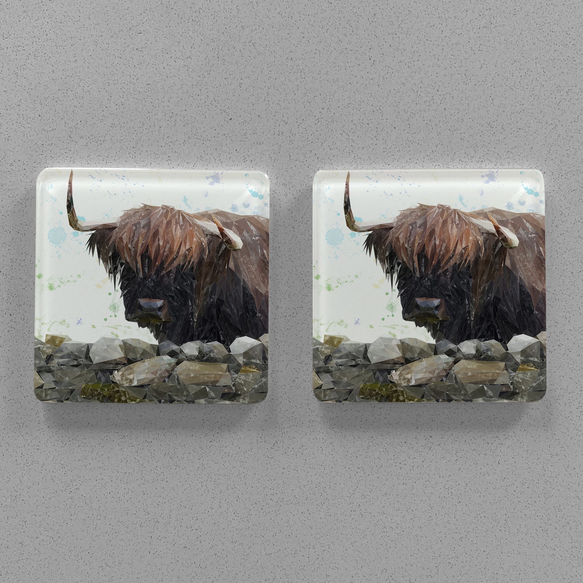 "Freya" The Highland Cow from Applecross Premium Glass Coasters