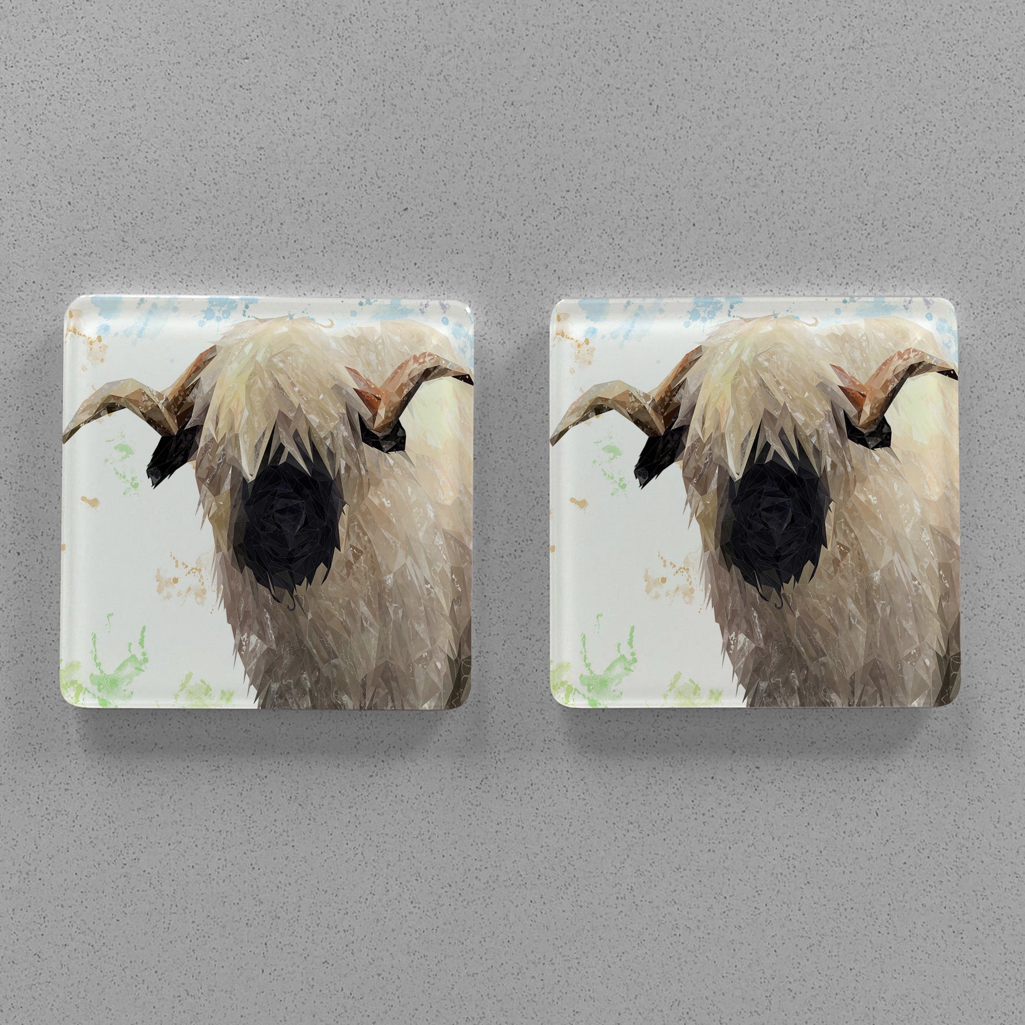 "Bertie" The Valais Ram Premium Glass Coasters