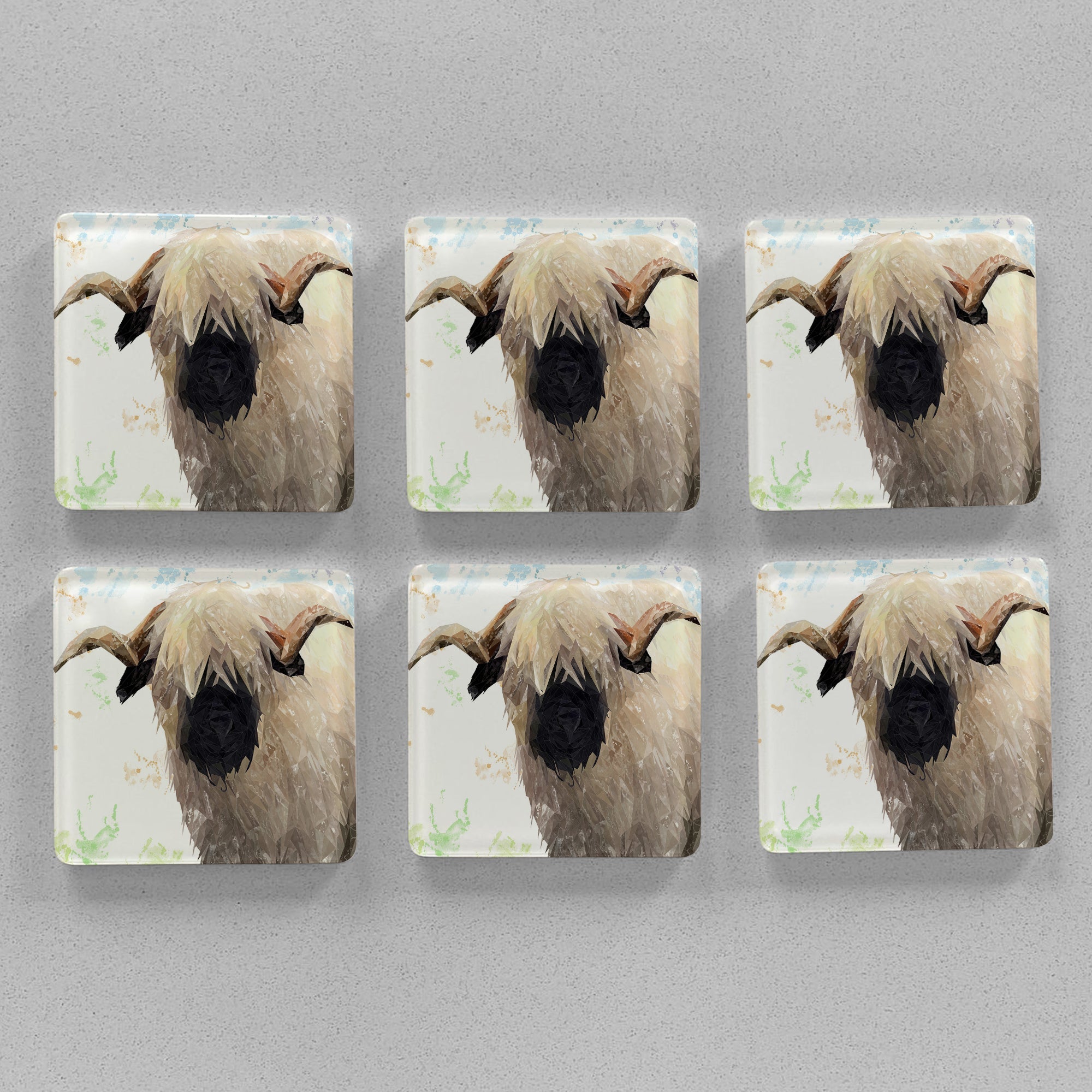 "Bertie" The Valais Ram Premium Glass Coasters