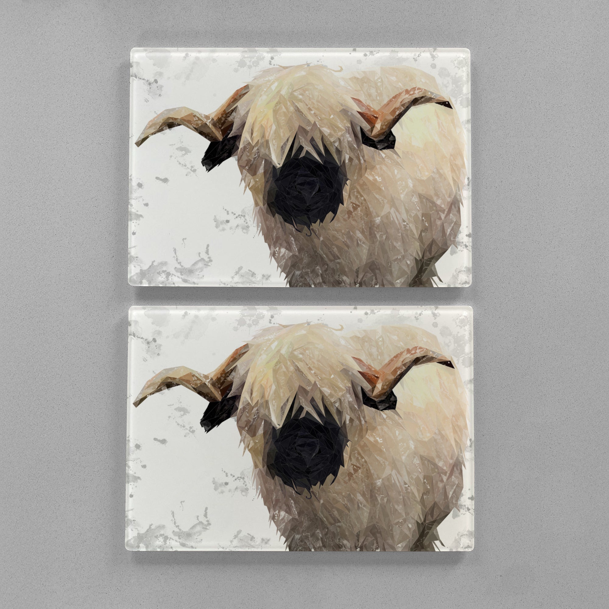 "Bertie" The Valais Ram (Grey Background) Premium Glass Placemat