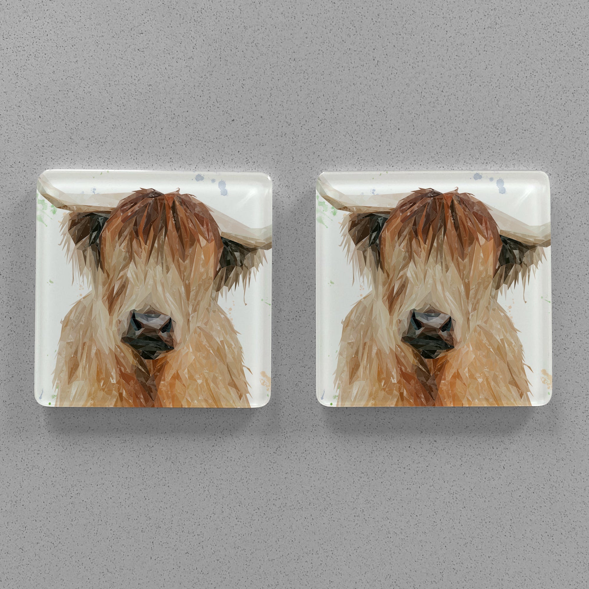 "Bernadette" The Highland Cow Premium Glass Coasters