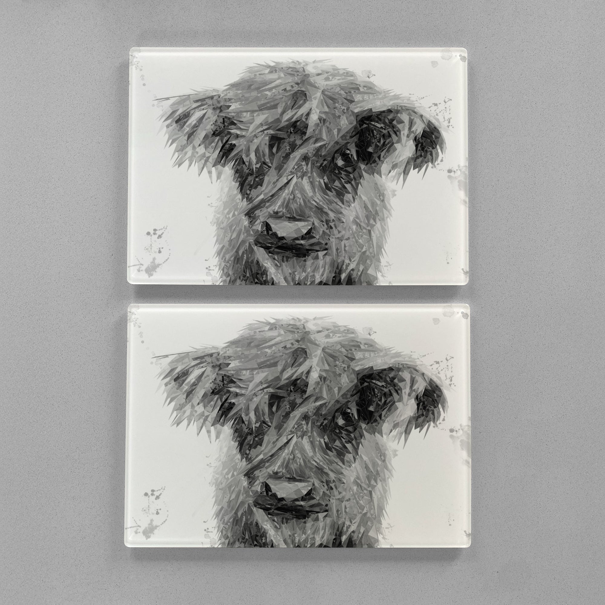 "Peeps" The Highland Calf (B&W) Premium Glass Placemat