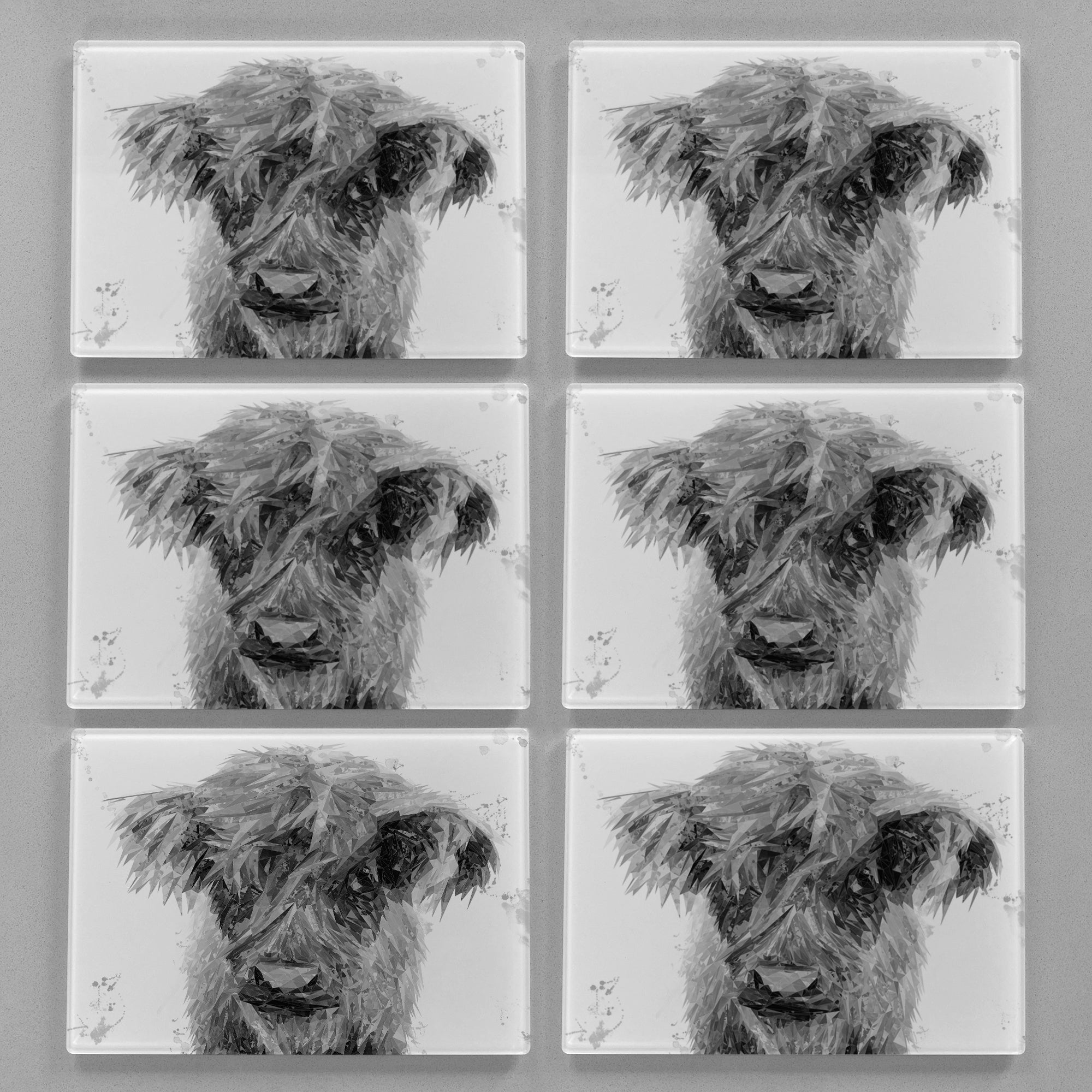 "Peeps" The Highland Calf (B&W) Premium Glass Placemat