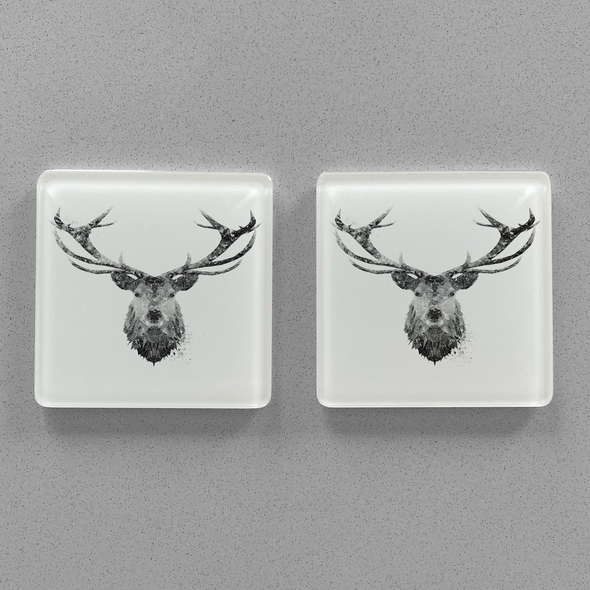 "The Stag" (B&W) Premium Glass Coasters