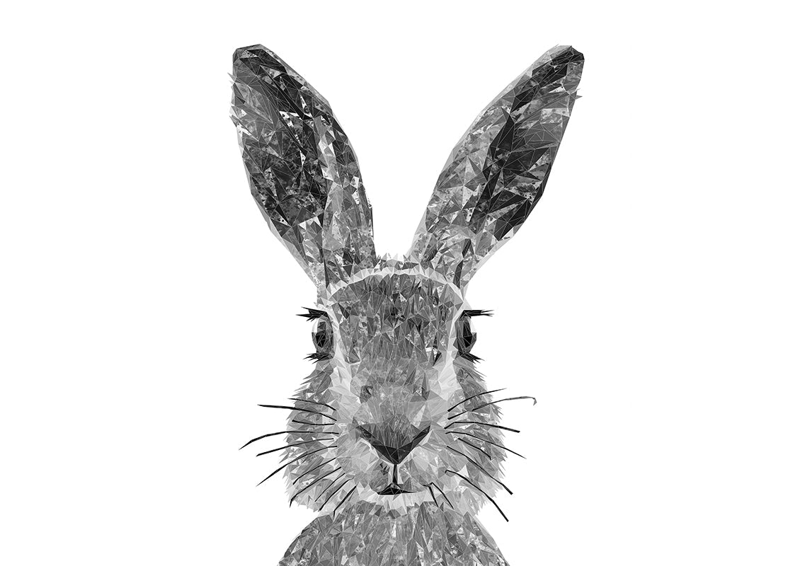 "The Hare" (B&W) Premium Glass Placemat