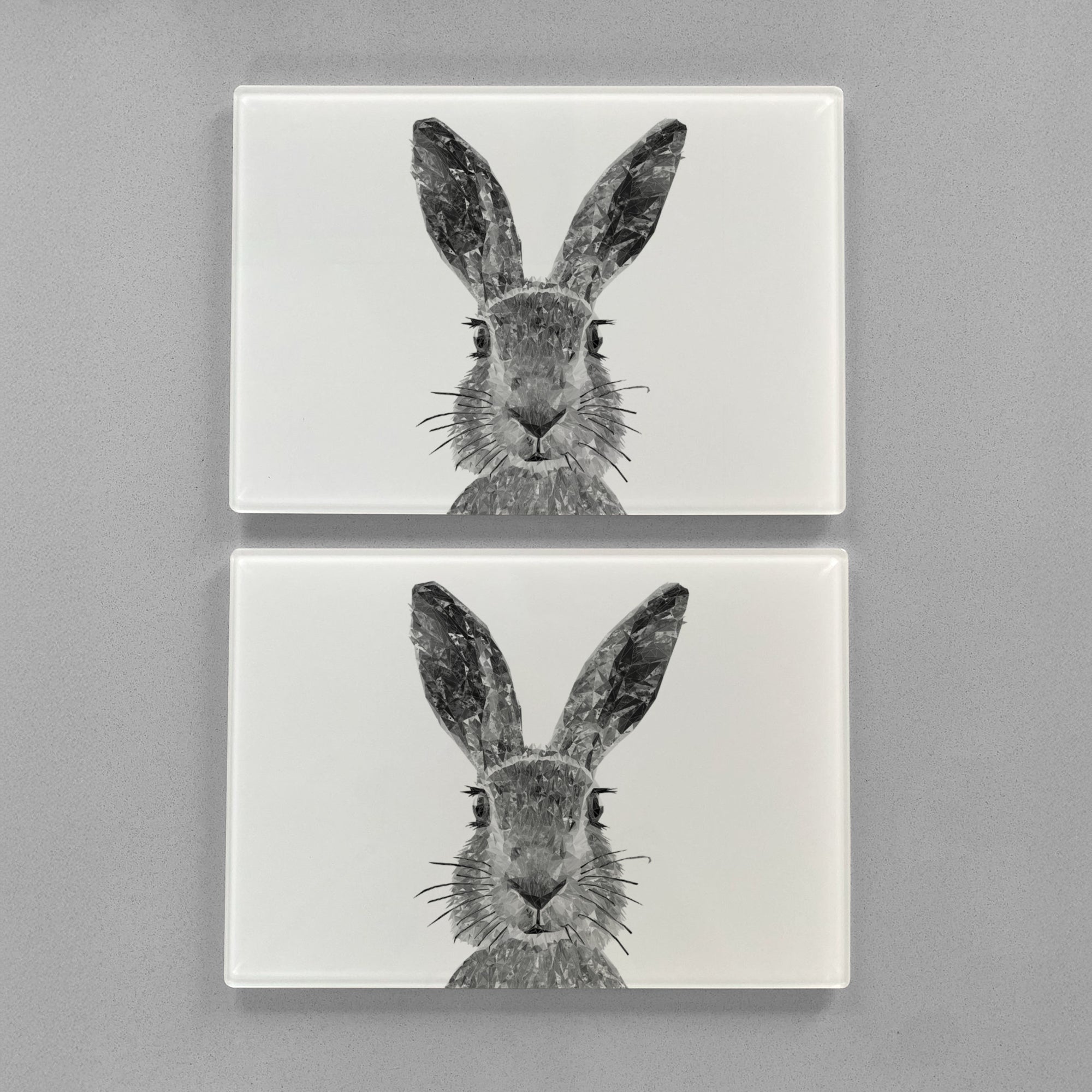 "The Hare" (B&W) Premium Glass Placemat
