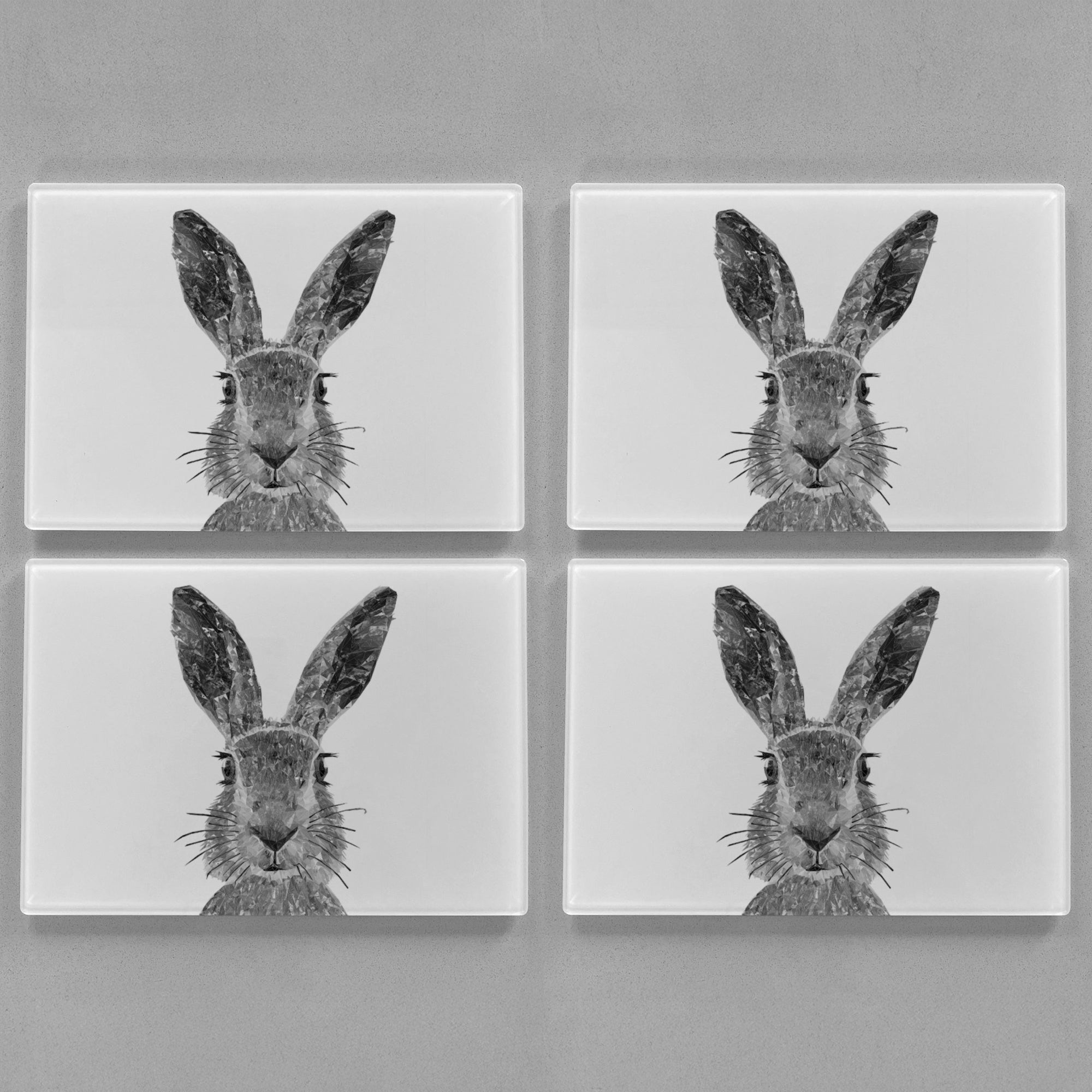 "The Hare" (B&W) Premium Glass Placemat