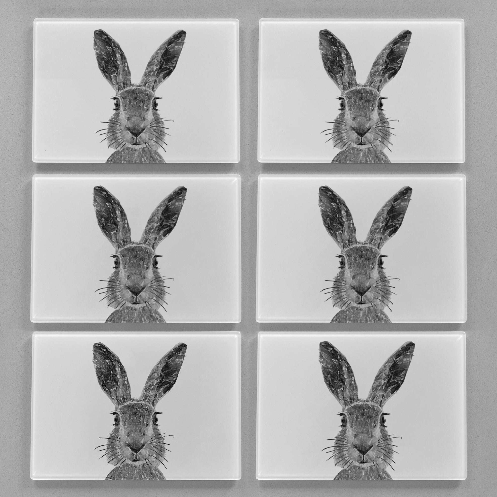 "The Hare" (B&W) Premium Glass Placemat